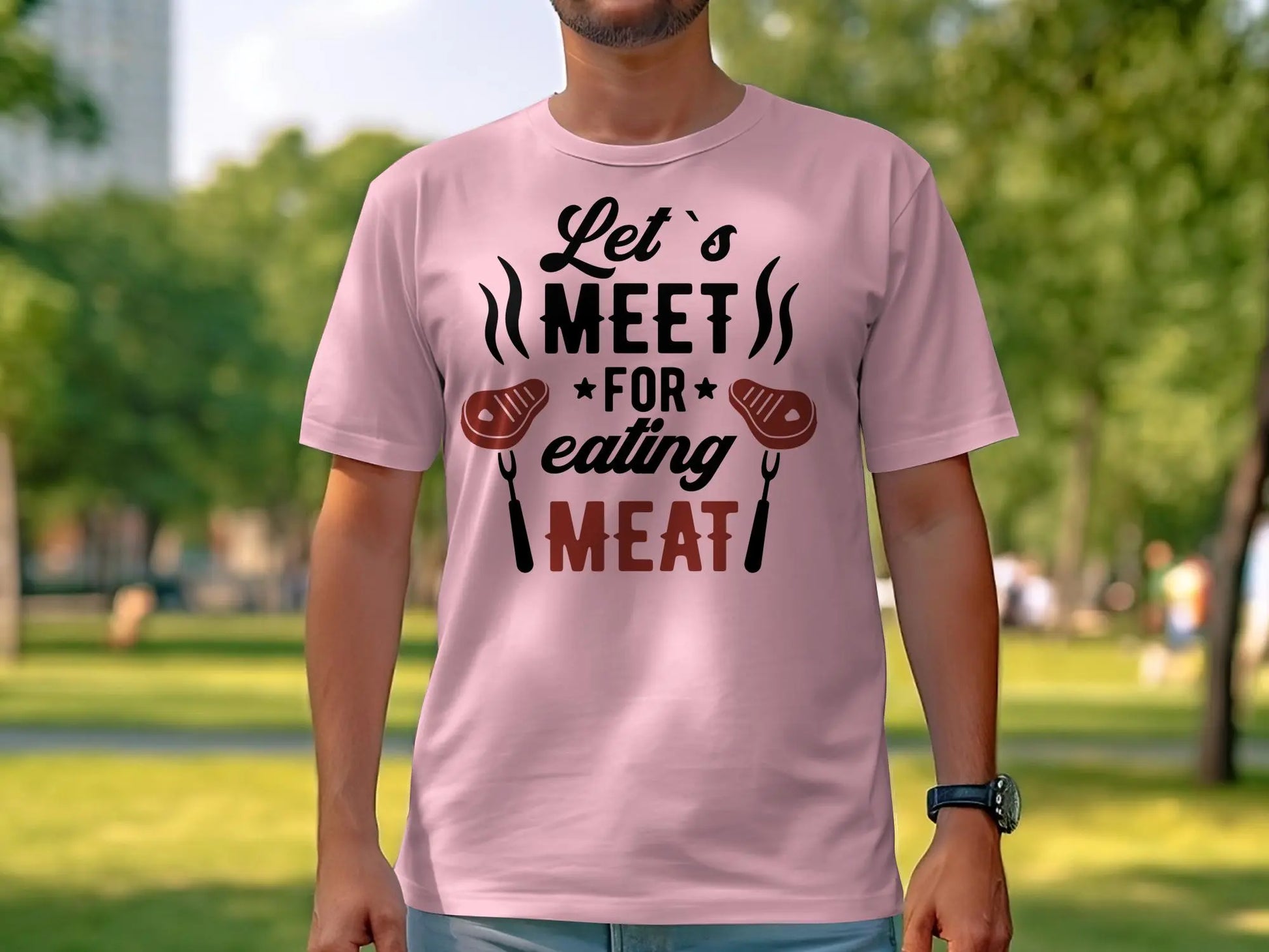 Lets Meet Funny Apparel Tee Shirt BBQ Wear Great for Your BBQ Cookouts - Creations Unlimited