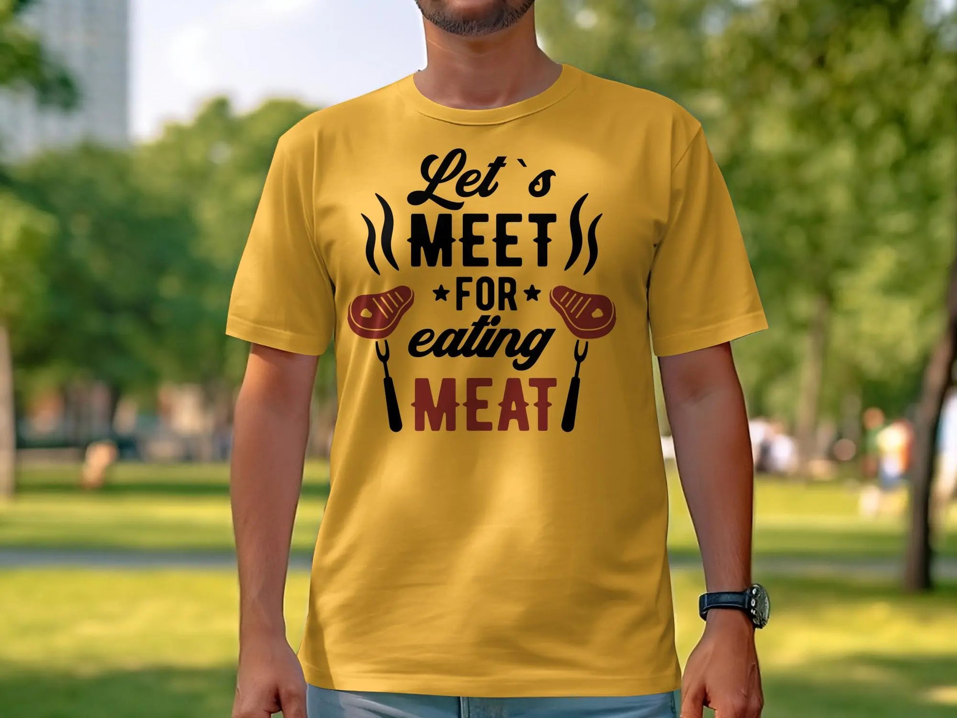 Lets Meet Funny Apparel Tee Shirt BBQ Wear Great for Your BBQ Cookouts - Creations Unlimited