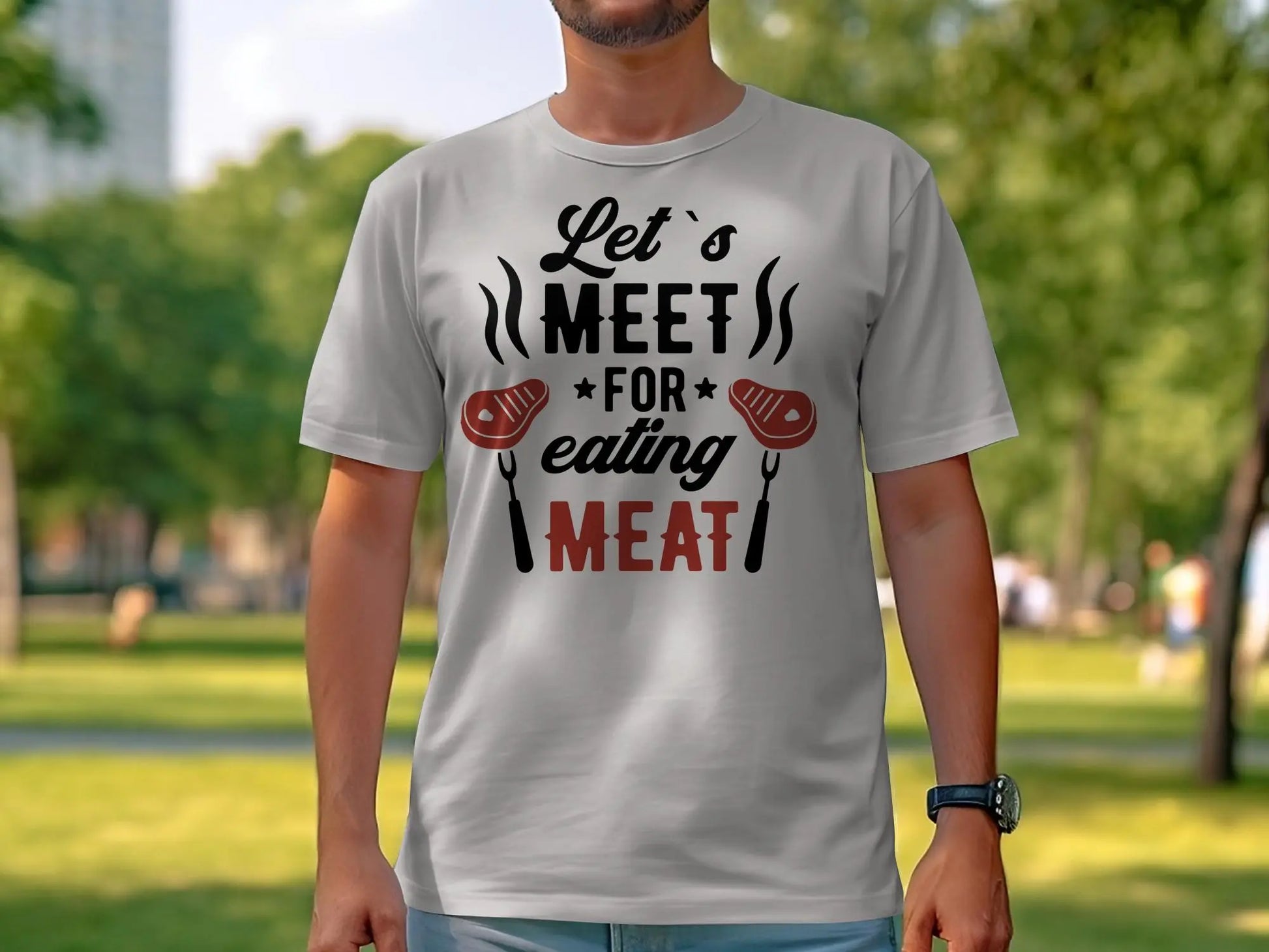 Lets Meet Funny Apparel Tee Shirt BBQ Wear Great for Your BBQ Cookouts - Creations Unlimited