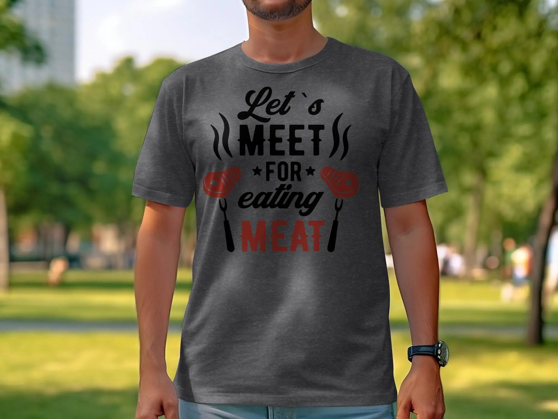 Lets Meet Funny Apparel Tee Shirt BBQ Wear Great for Your BBQ Cookouts - Creations Unlimited