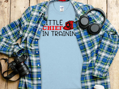 Little Chief in Training Fire Fighter Tee - Shirt Quality Gilden Tee. Support Your Firefighters. - Creations Unlimited
