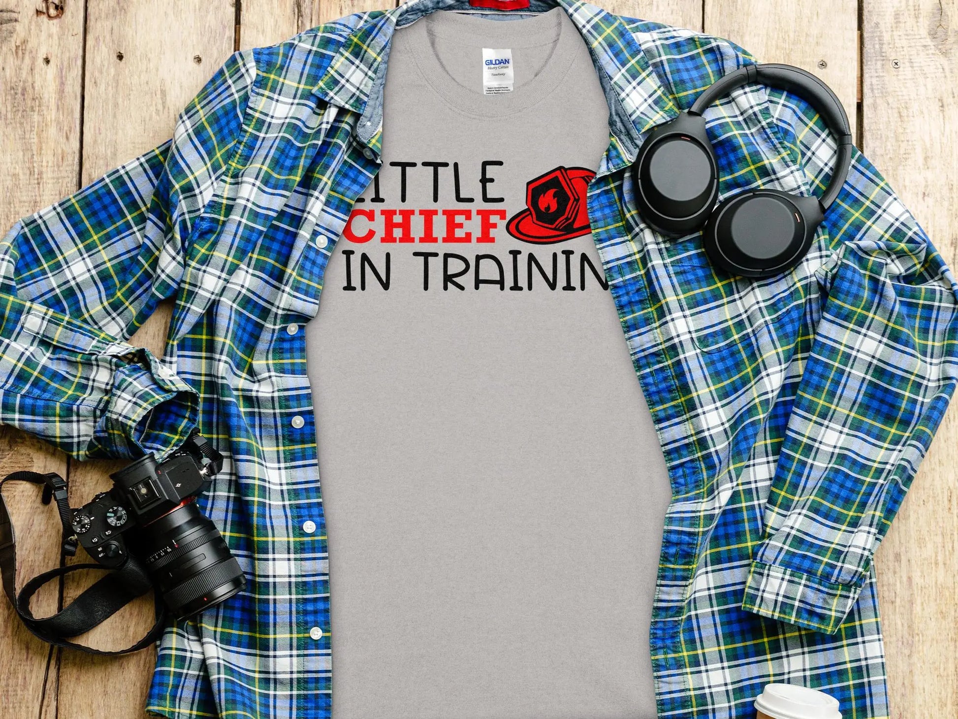 Little Chief in Training Fire Fighter Tee - Shirt Quality Gilden Tee. Support Your Firefighters. - Creations Unlimited