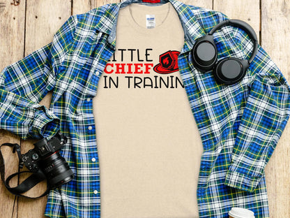 Little Chief in Training Fire Fighter Tee - Shirt Quality Gilden Tee. Support Your Firefighters. - Creations Unlimited
