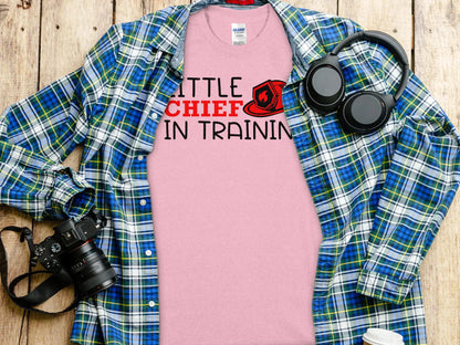 Little Chief in Training Fire Fighter Tee - Shirt Quality Gilden Tee. Support Your Firefighters. - Creations Unlimited