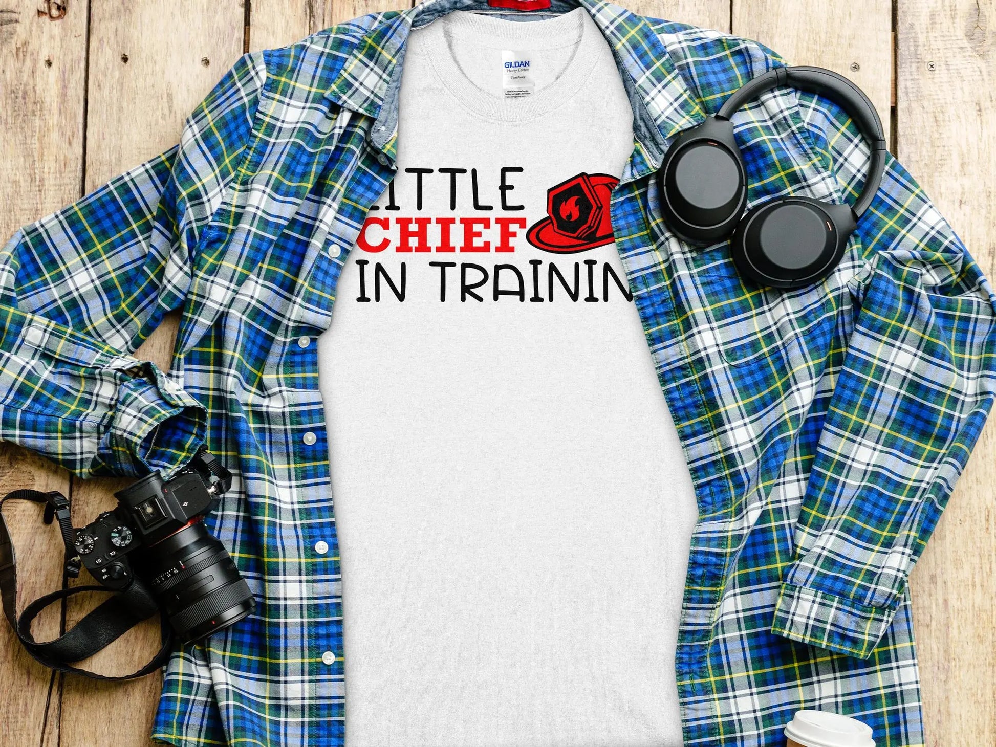 Little Chief in Training Fire Fighter Tee - Shirt Quality Gilden Tee. Support Your Firefighters. - Creations Unlimited