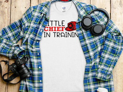 Little Chief in Training Fire Fighter Tee - Shirt Quality Gilden Tee. Support Your Firefighters. - Creations Unlimited