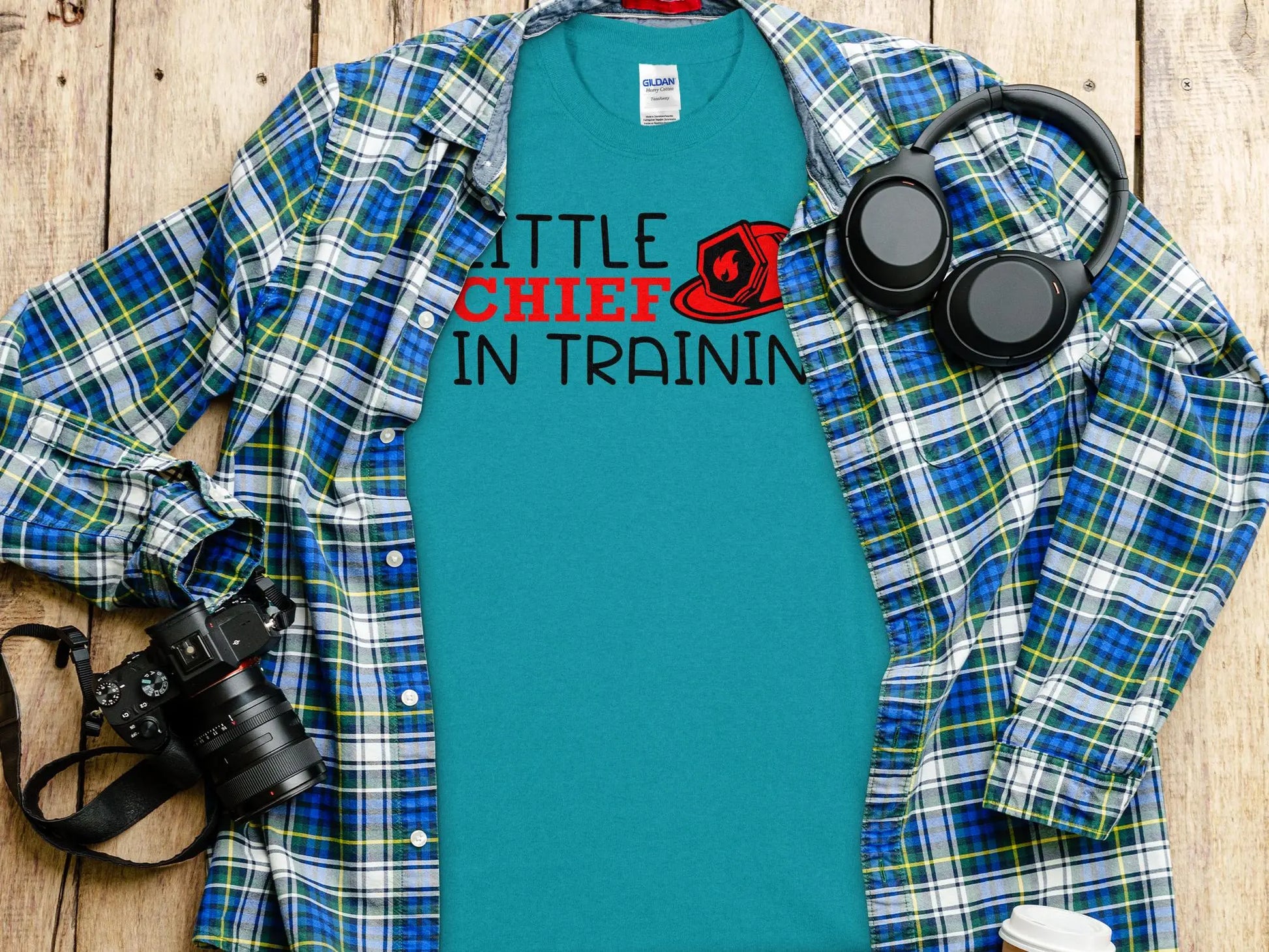 Little Chief in Training Fire Fighter Tee - Shirt Quality Gilden Tee. Support Your Firefighters. - Creations Unlimited