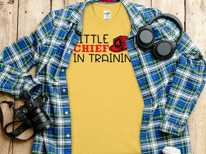 Little Chief in Training Fire Fighter Tee - Shirt Quality Gilden Tee. Support Your Firefighters. - Creations Unlimited