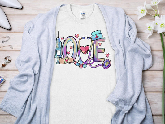 Love Nurse, New Future Nurse Gift Idea, Nursing School Student Grad, RN LPN, Nurse Life, Funny Nurse Quality Gilden Tee. Support Your Nurses. - Creations Unlimited
