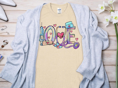 Love Nurse, New Future Nurse Gift Idea, Nursing School Student Grad, RN LPN, Nurse Life, Funny Nurse Quality Gilden Tee. Support Your Nurses. - Creations Unlimited