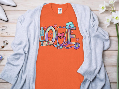Love Nurse, New Future Nurse Gift Idea, Nursing School Student Grad, RN LPN, Nurse Life, Funny Nurse Quality Gilden Tee. Support Your Nurses. - Creations Unlimited