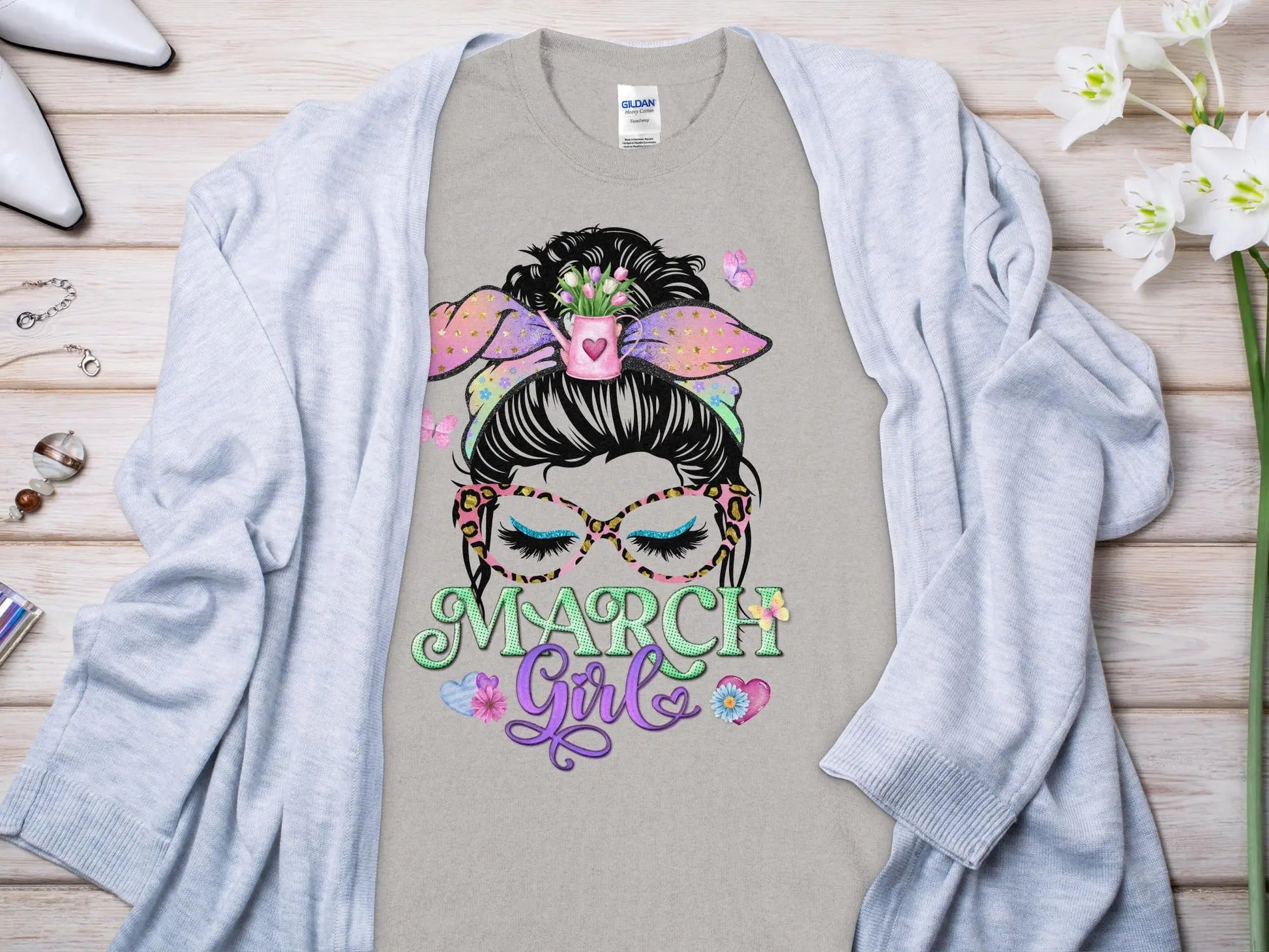 March Girl Birthday T- Makes a Great Gift Quality T- All Sizes and Colors Quality Gilden Tee - Creations Unlimited