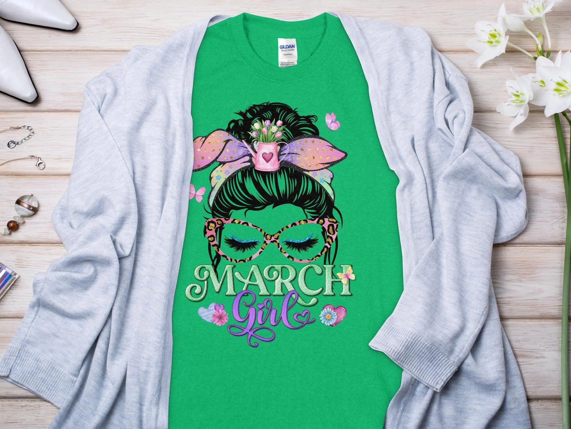 March Girl Birthday T- Makes a Great Gift Quality T- All Sizes and Colors Quality Gilden Tee - Creations Unlimited