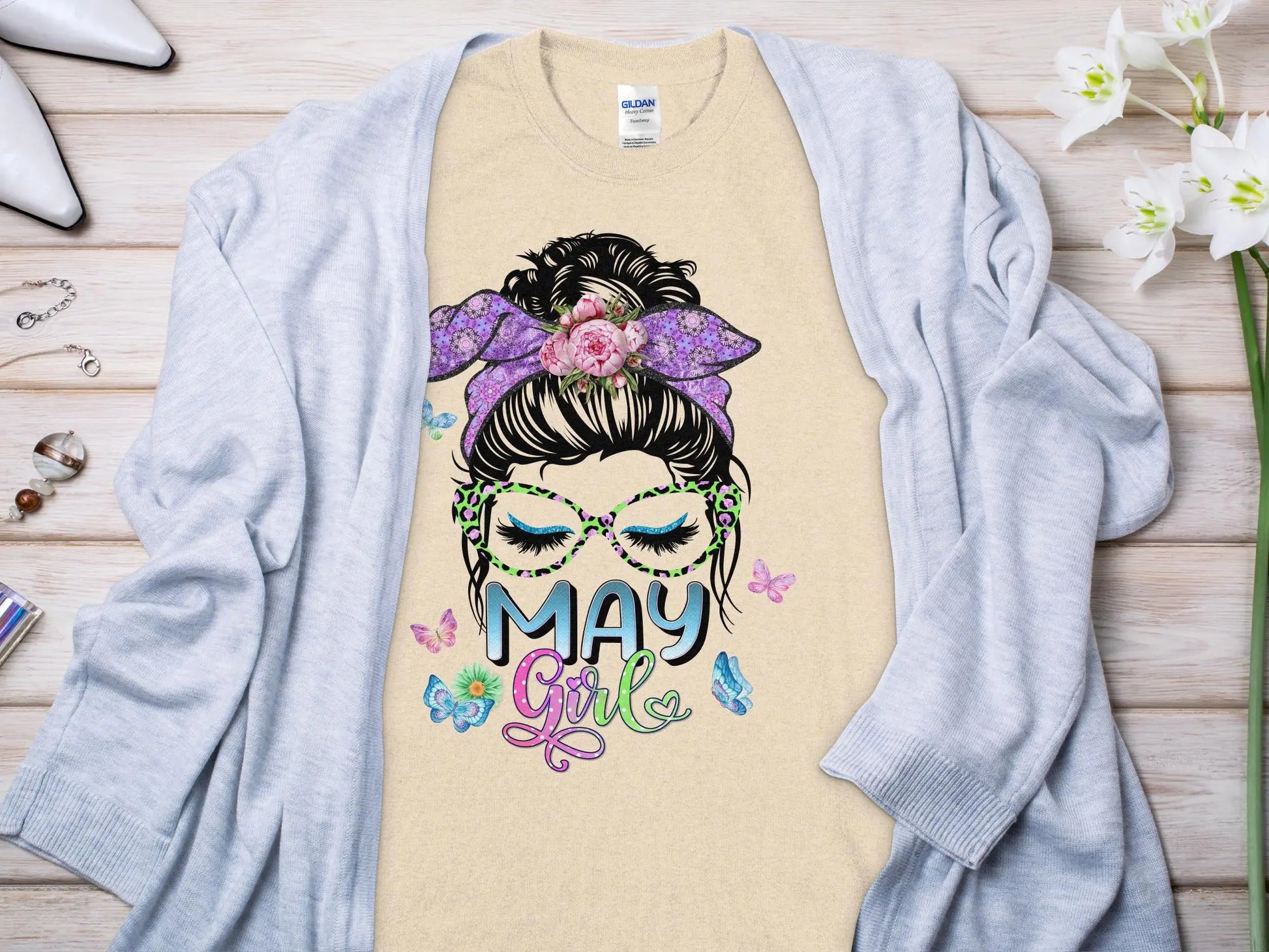 May Girl Birthday T- Makes a Great Gift Quality T- All Sizes and Colors Quality Gilden Tee - Creations Unlimited