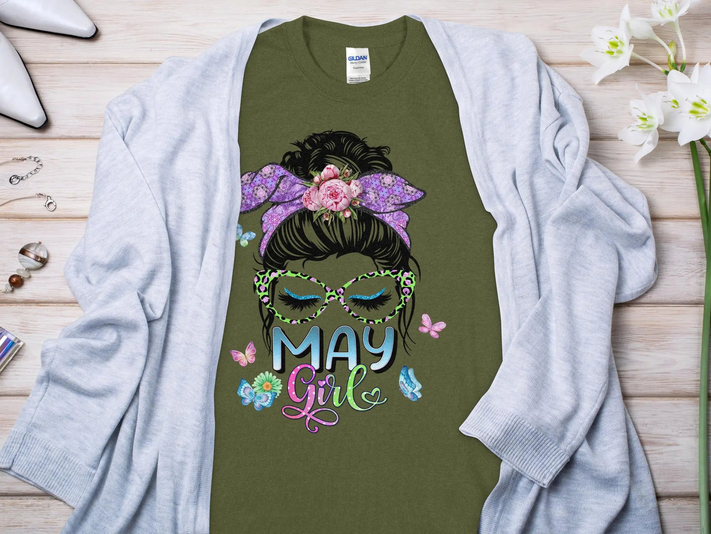 May Girl Birthday T- Makes a Great Gift Quality T- All Sizes and Colors Quality Gilden Tee - Creations Unlimited