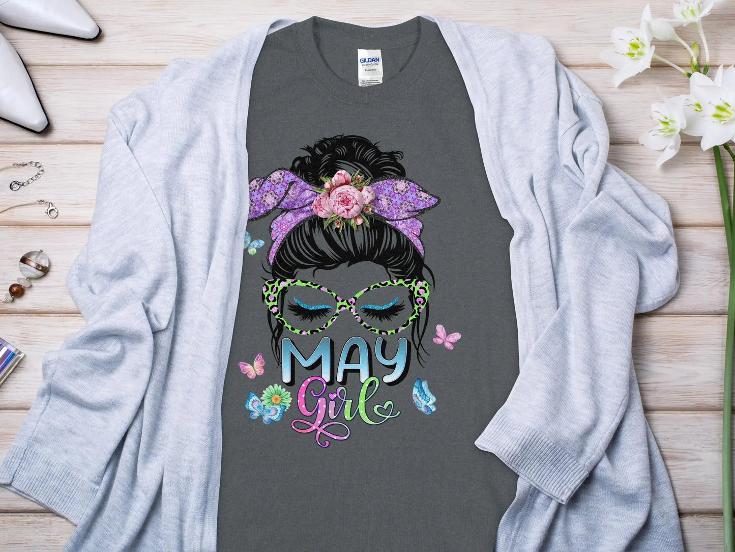 May Girl Birthday T- Makes a Great Gift Quality T- All Sizes and Colors Quality Gilden Tee - Creations Unlimited
