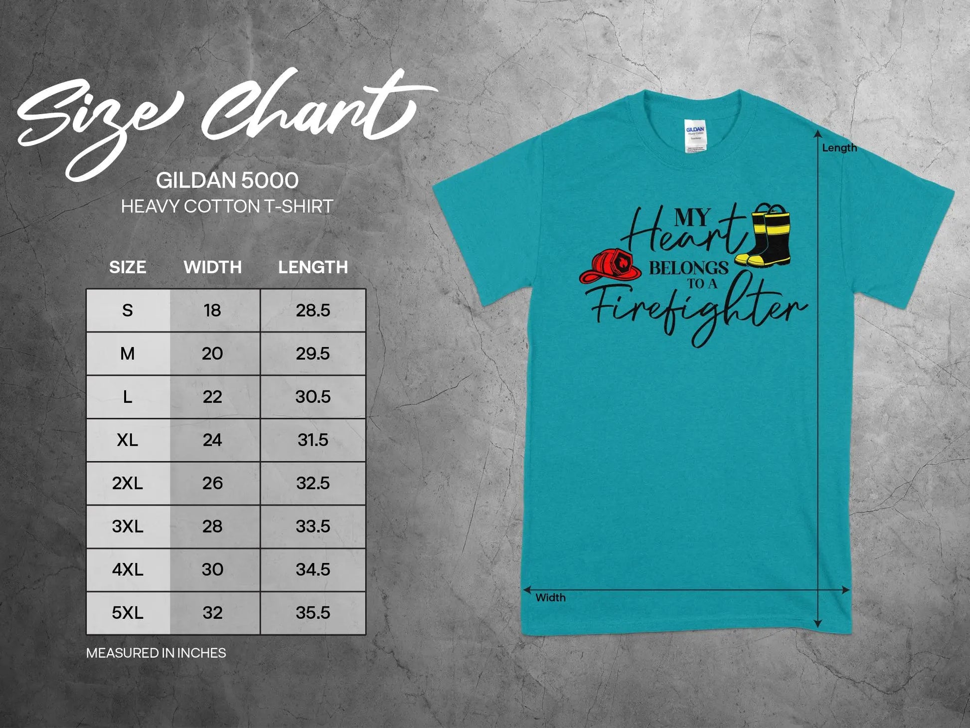 My Heart Belongs to a Fire Fighter Tee - Shirt Quality Gilden Tee. Support Your Firefighter - Creations Unlimited