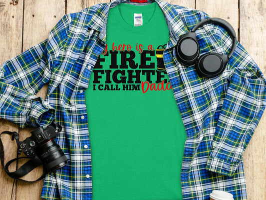My Hero Is a Fire Fighter Tee - Shirt Quality Gilden Tee. Support Your Firefighter - Creations Unlimited