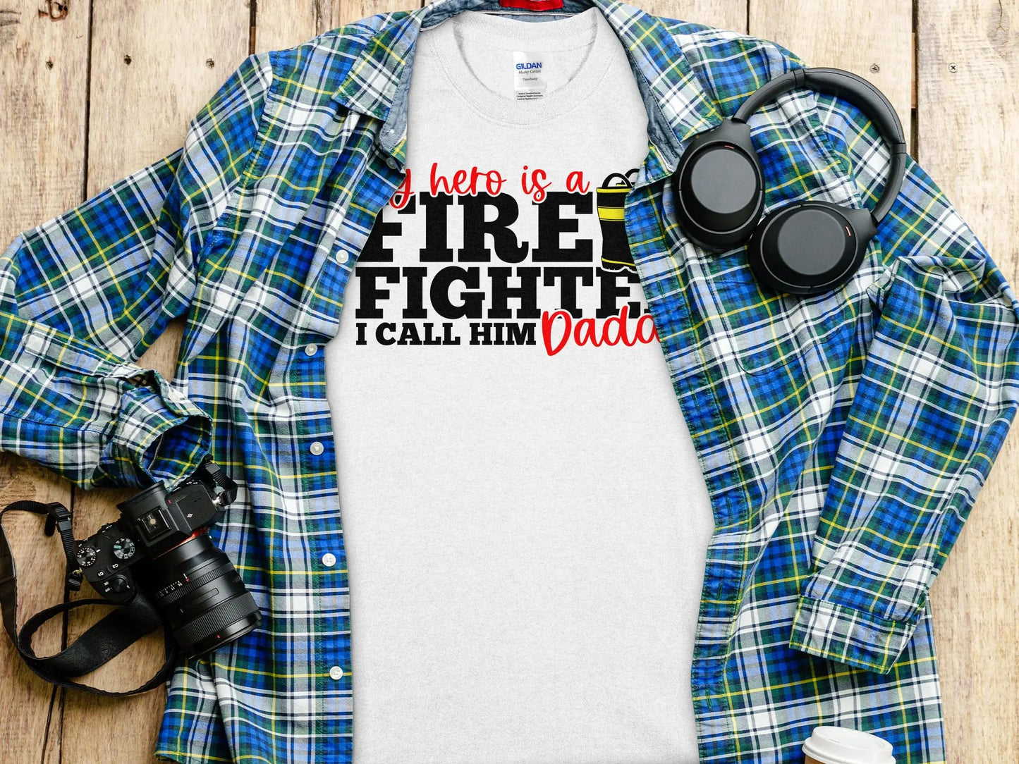 My Hero Is a Fire Fighter Tee - Shirt Quality Gilden Tee. Support Your Firefighter - Creations Unlimited