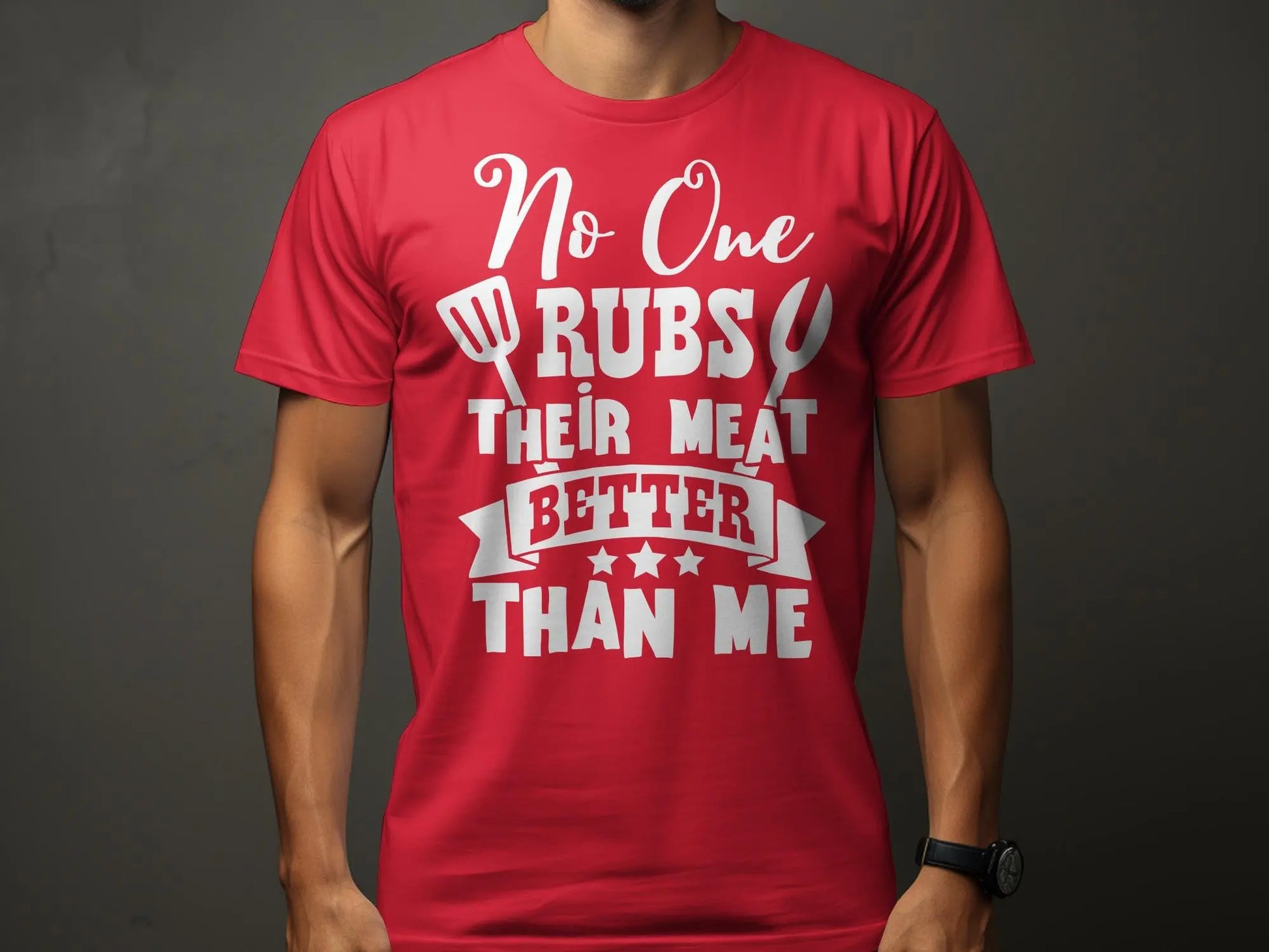 No One Rubs Better Than Me high-quality BBQ outdoor cooking tee-shirt - Creations Unlimited