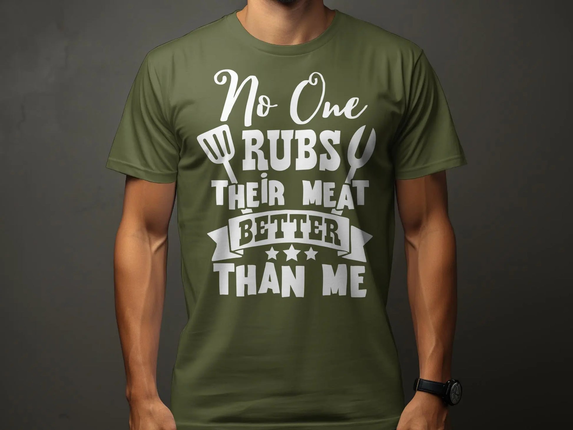 No One Rubs Better Than Me high-quality BBQ outdoor cooking tee-shirt - Creations Unlimited