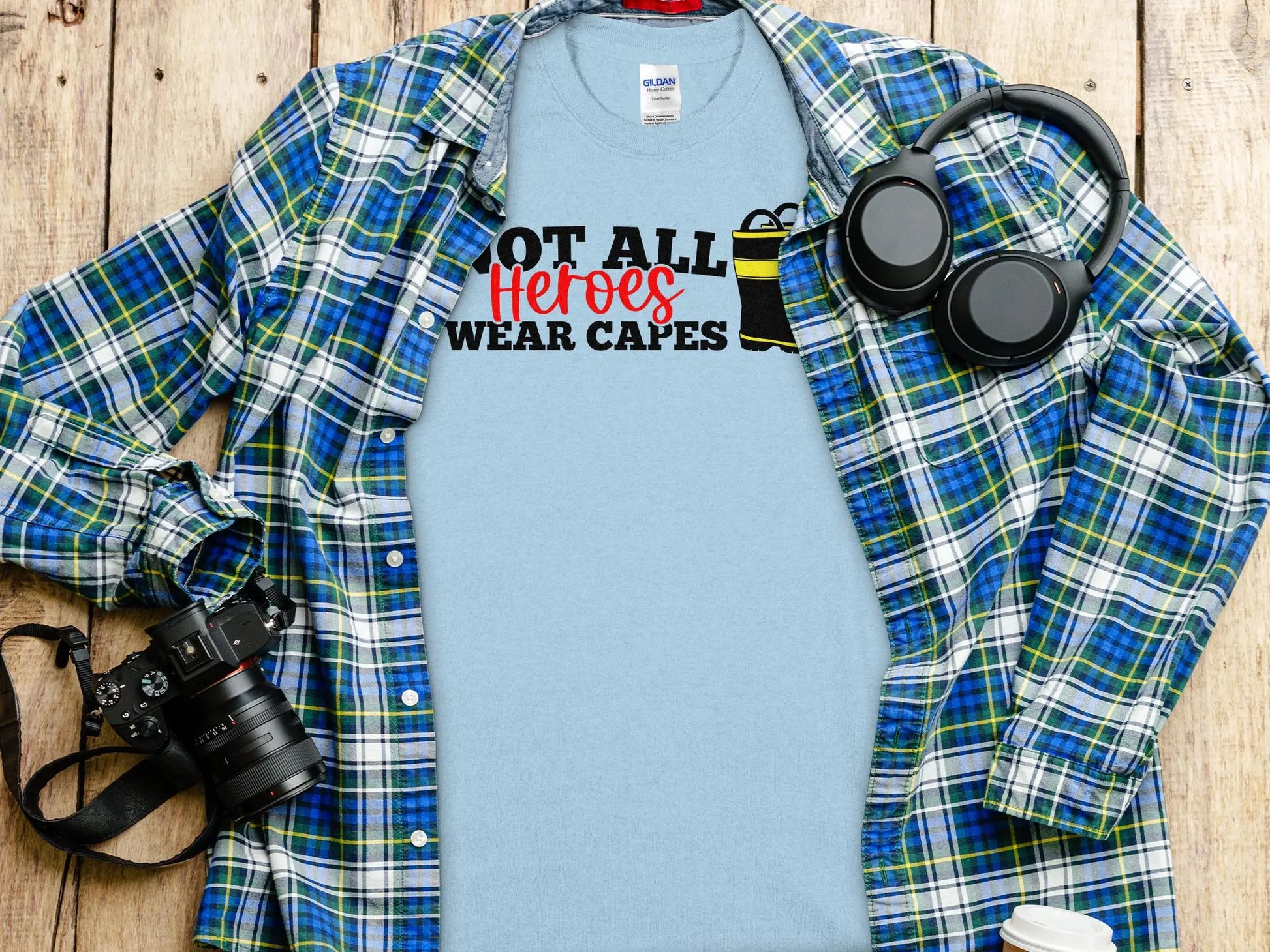 Not All Heros Wear Capes Fire Fighter Tee - Shirt Quality Gilden Tee. Support Your Firefighter - Creations Unlimited