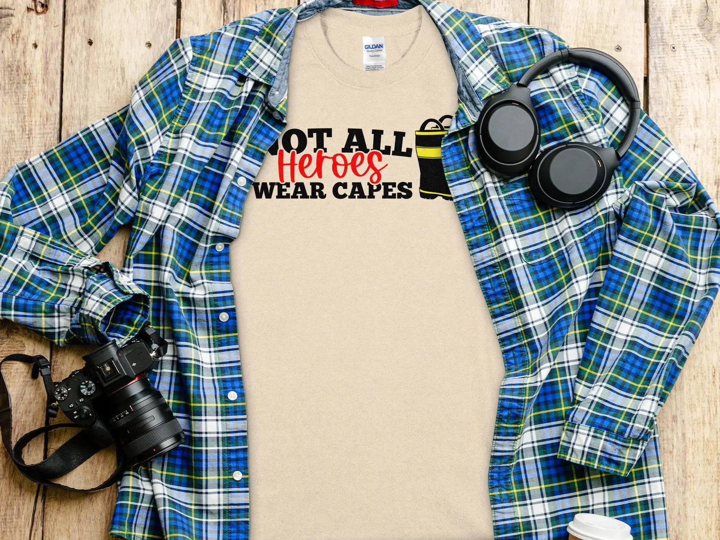 Not All Heros Wear Capes Fire Fighter Tee - Shirt Quality Gilden Tee. Support Your Firefighter - Creations Unlimited
