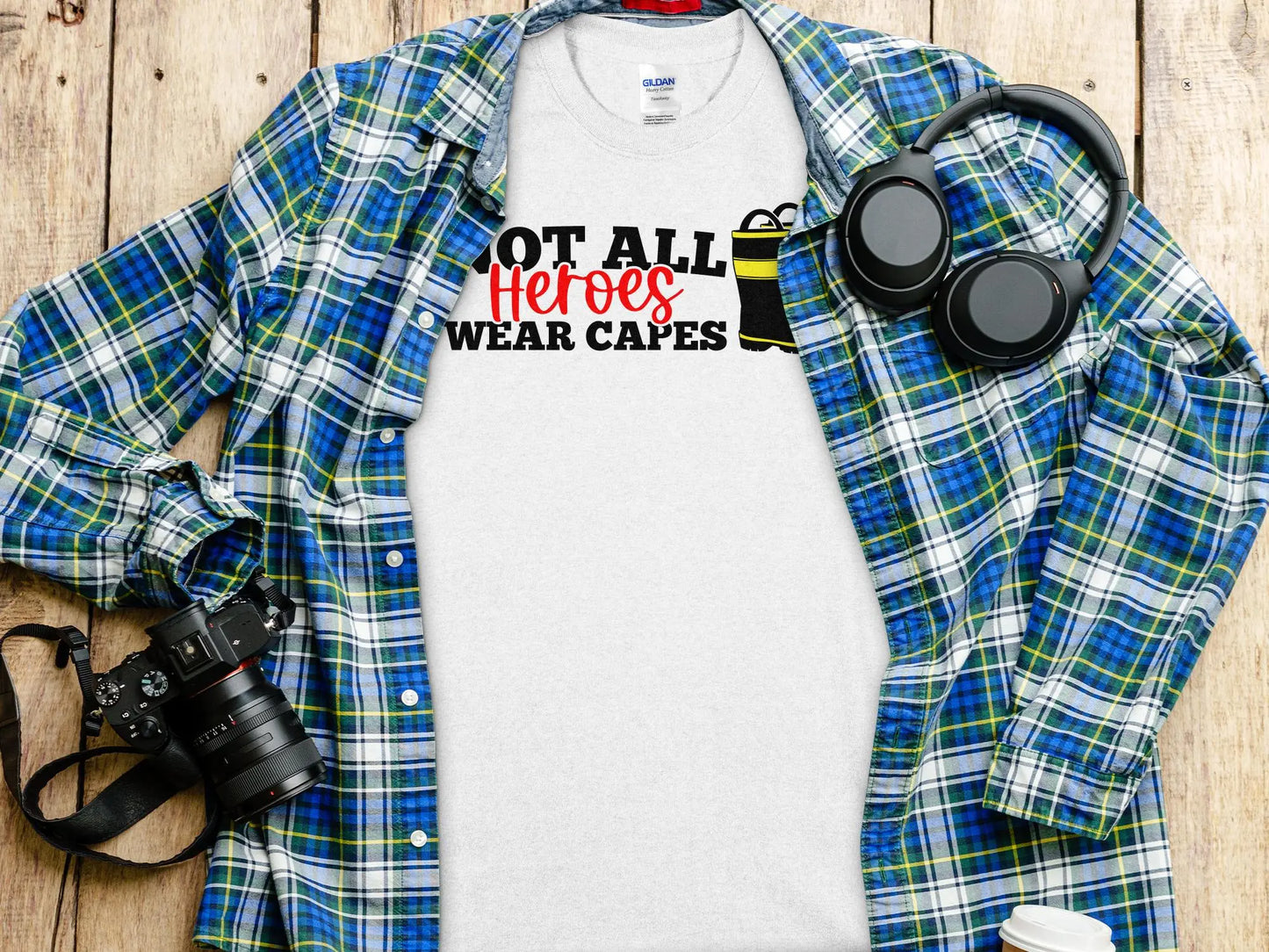 Not All Heros Wear Capes Fire Fighter Tee - Shirt Quality Gilden Tee. Support Your Firefighter - Creations Unlimited