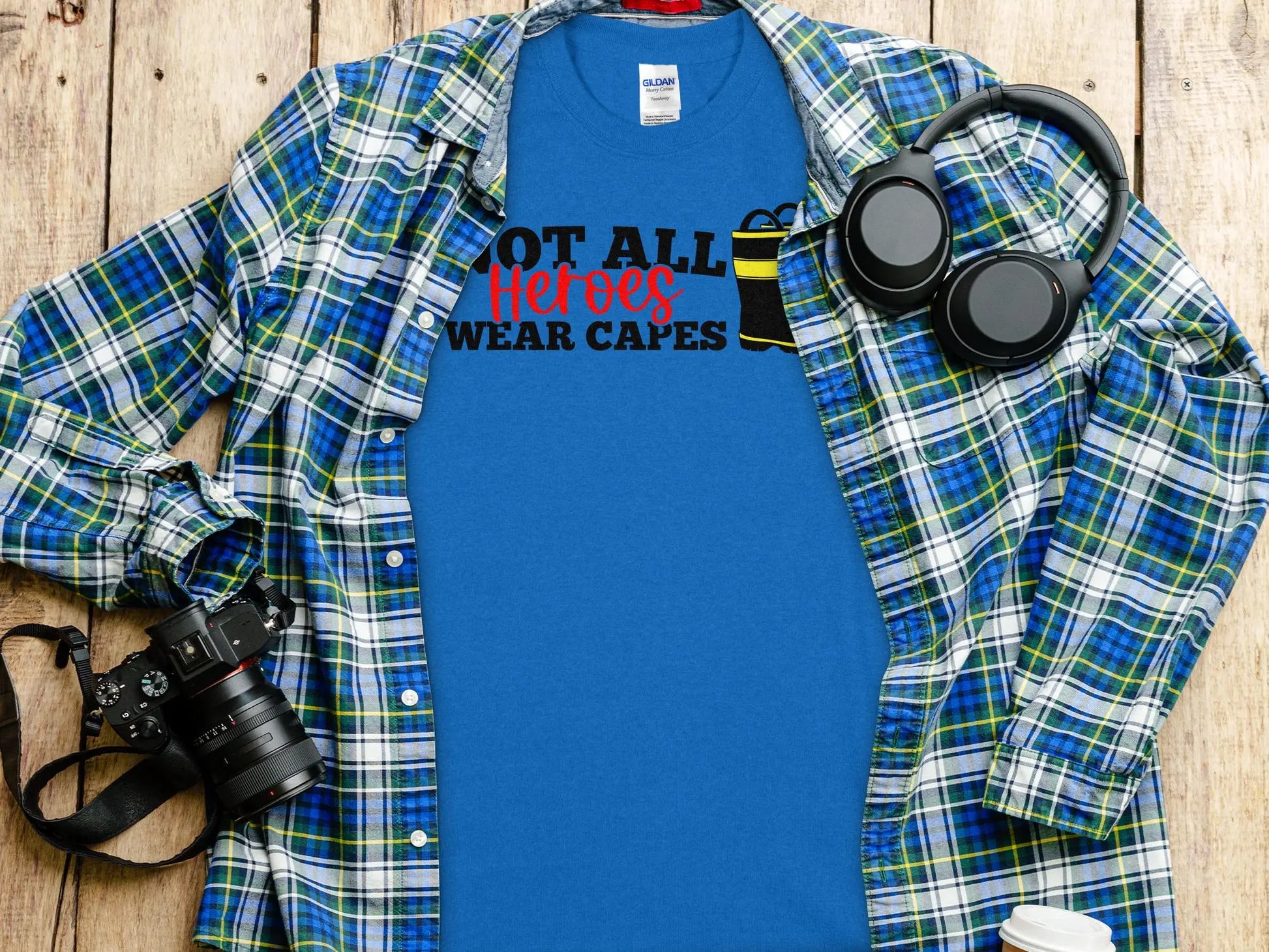 Not All Heros Wear Capes Fire Fighter Tee - Shirt Quality Gilden Tee. Support Your Firefighter - Creations Unlimited