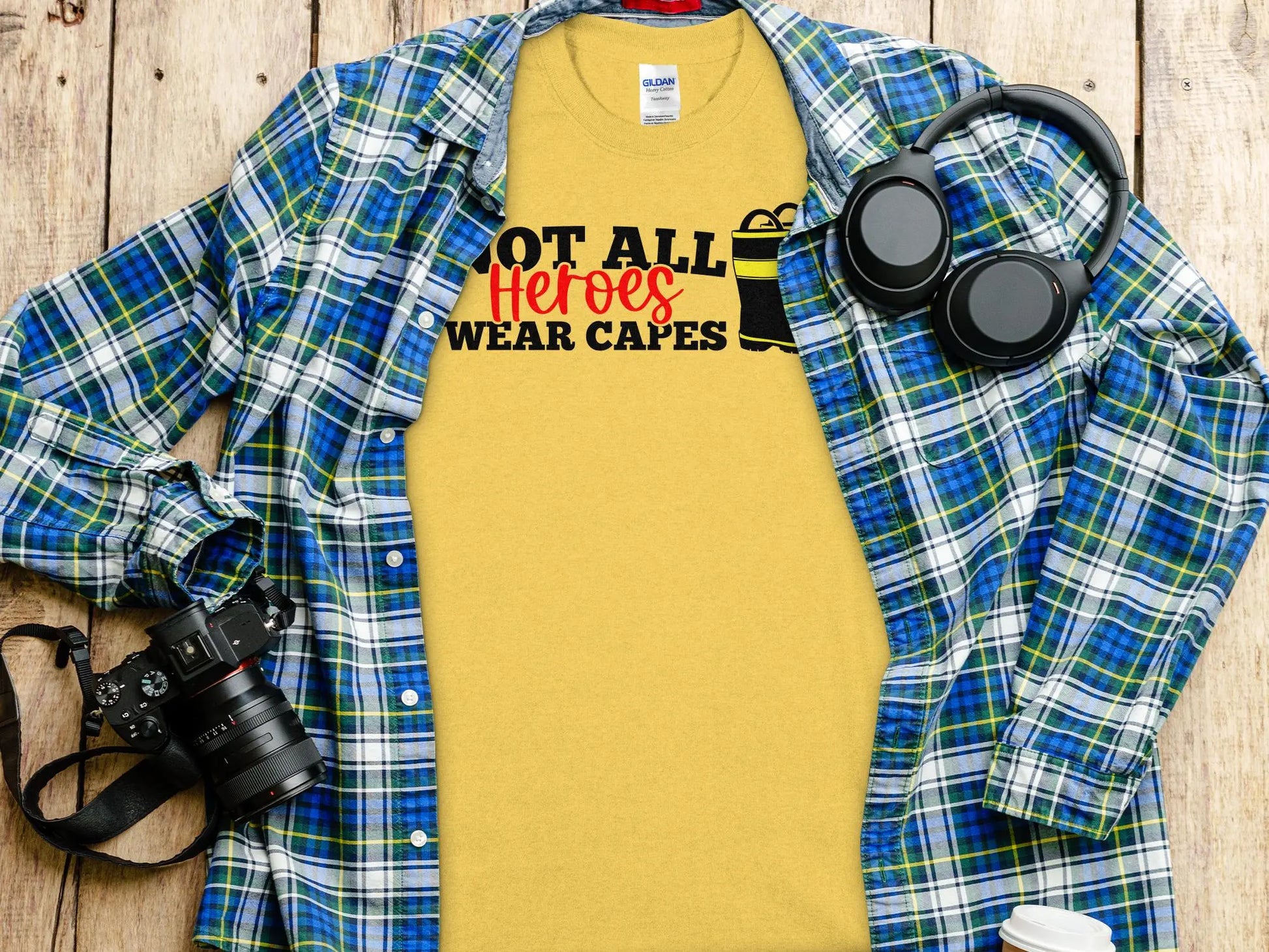 Not All Heros Wear Capes Fire Fighter Tee - Shirt Quality Gilden Tee. Support Your Firefighter - Creations Unlimited