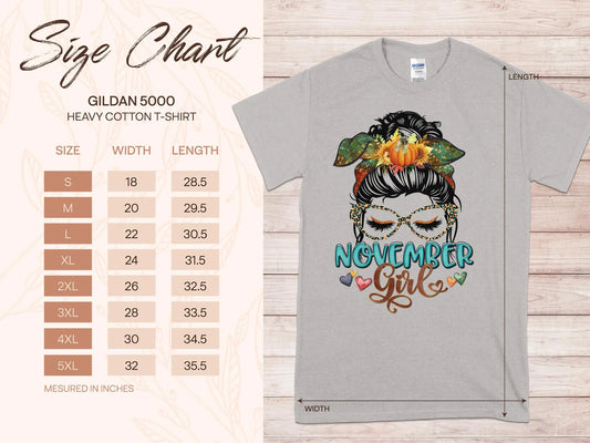 November Girl Birthday T- Makes a Great Gift Quality T- All Sizes and Colors Quality Gilden Tee - Creations Unlimited
