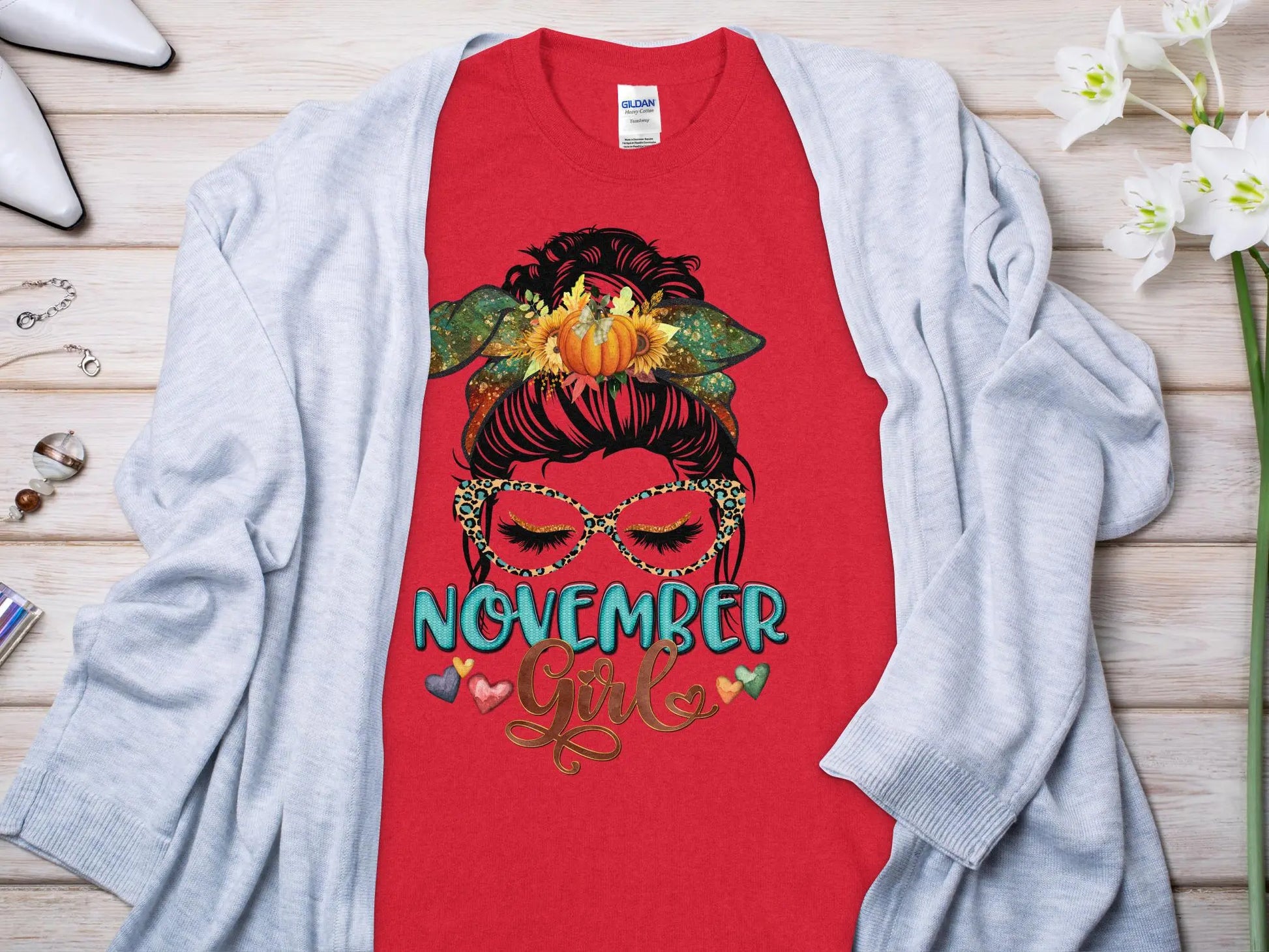 November Girl Birthday T- Makes a Great Gift Quality T- All Sizes and Colors Quality Gilden Tee - Creations Unlimited