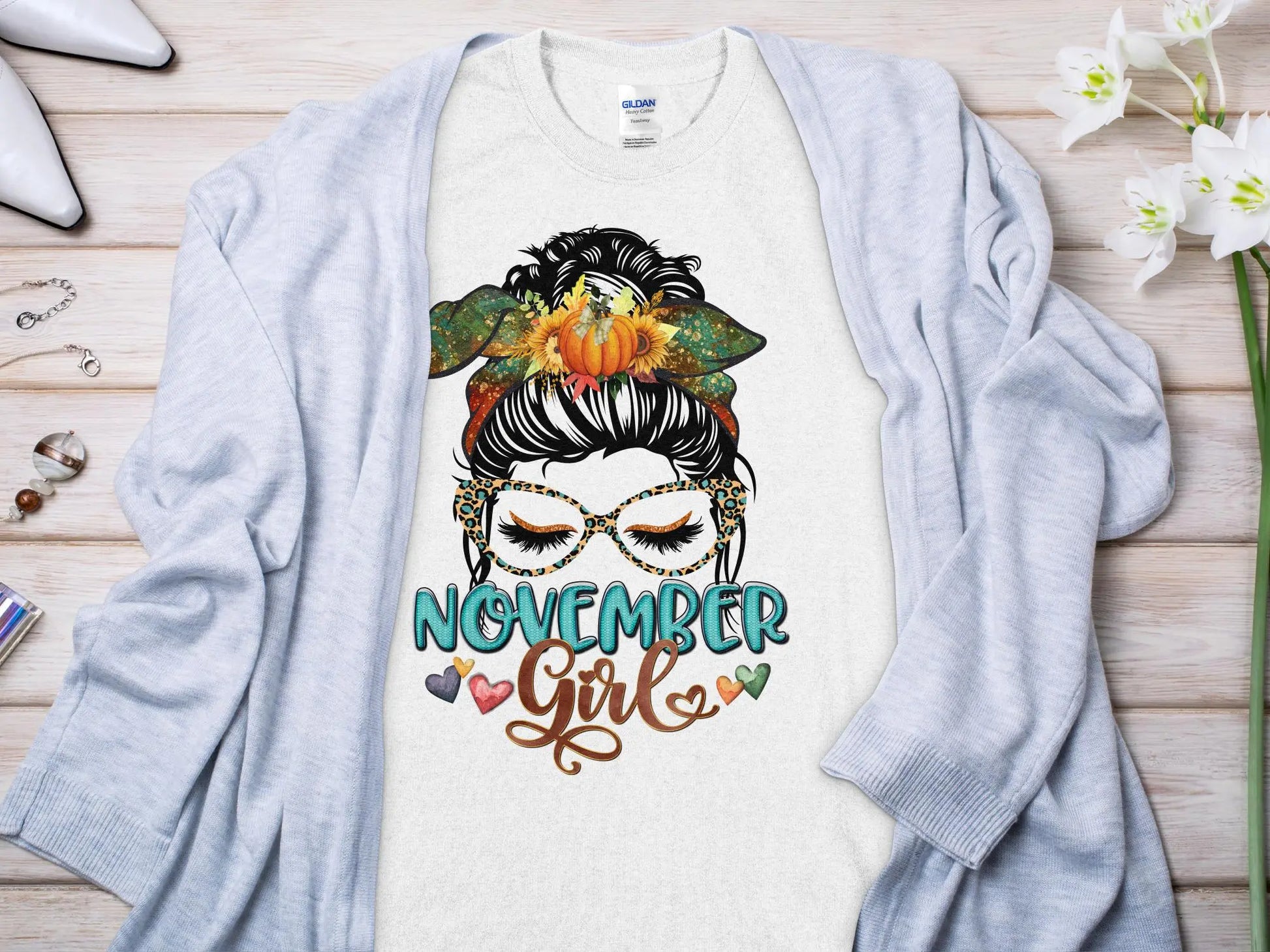 November Girl Birthday T- Makes a Great Gift Quality T- All Sizes and Colors Quality Gilden Tee - Creations Unlimited