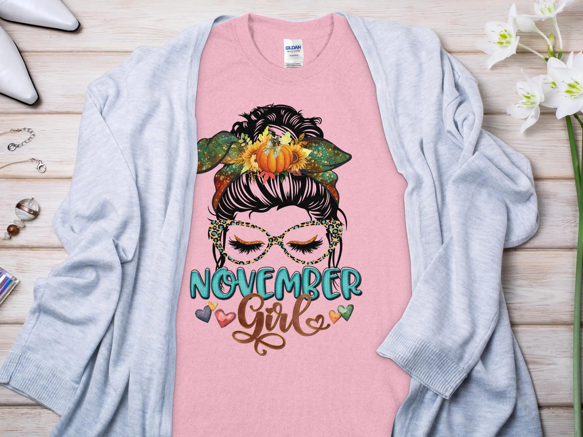 November Girl Birthday T- Makes a Great Gift Quality T- All Sizes and Colors Quality Gilden Tee - Creations Unlimited