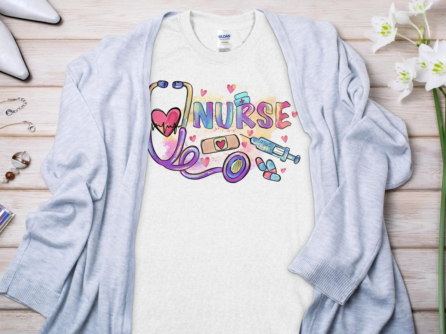 Nurse, New Future Nurse Gift Idea, Nursing School Student Grad, RN LPN, Nurse Life, Funny Nurse Quality Gildan Tee Support a Nurse - Creations Unlimited