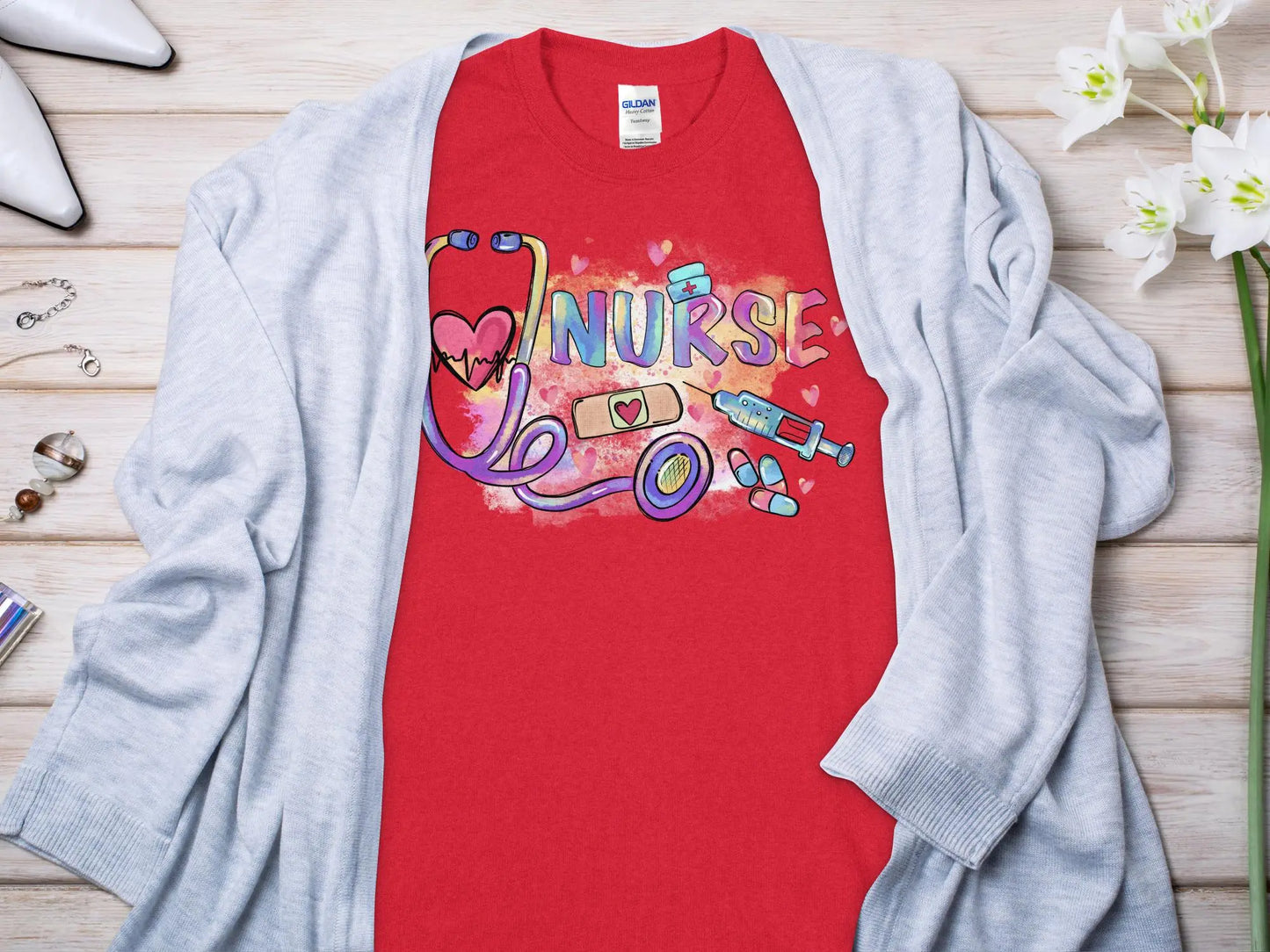 Nurse, New Future Nurse Gift Idea, Nursing School Student Grad, RN LPN, Nurse Life, Funny Nurse Quality Gildan Tee Support a Nurse - Creations Unlimited