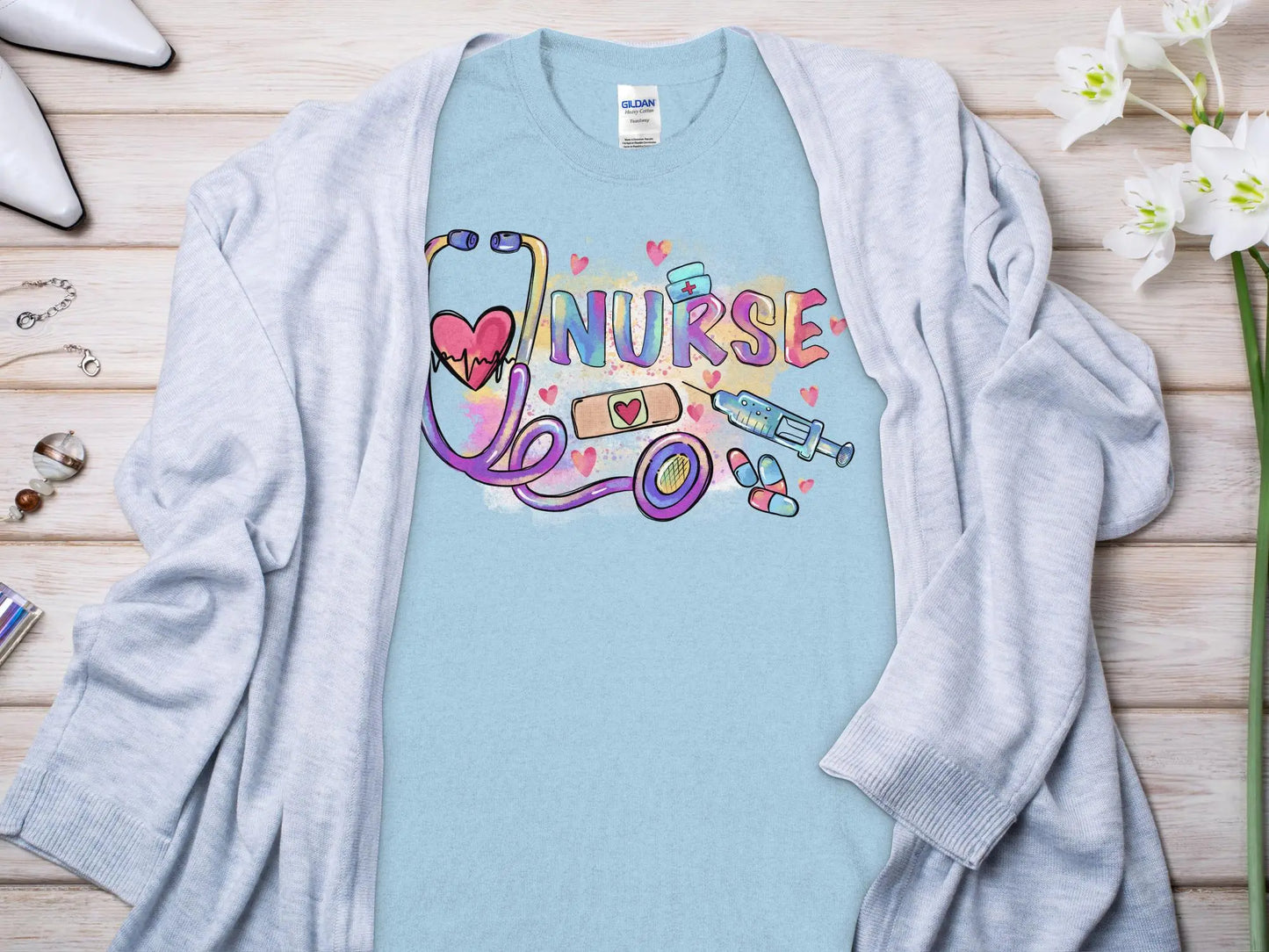 Nurse, New Future Nurse Gift Idea, Nursing School Student Grad, RN LPN, Nurse Life, Funny Nurse Quality Gildan Tee Support a Nurse - Creations Unlimited