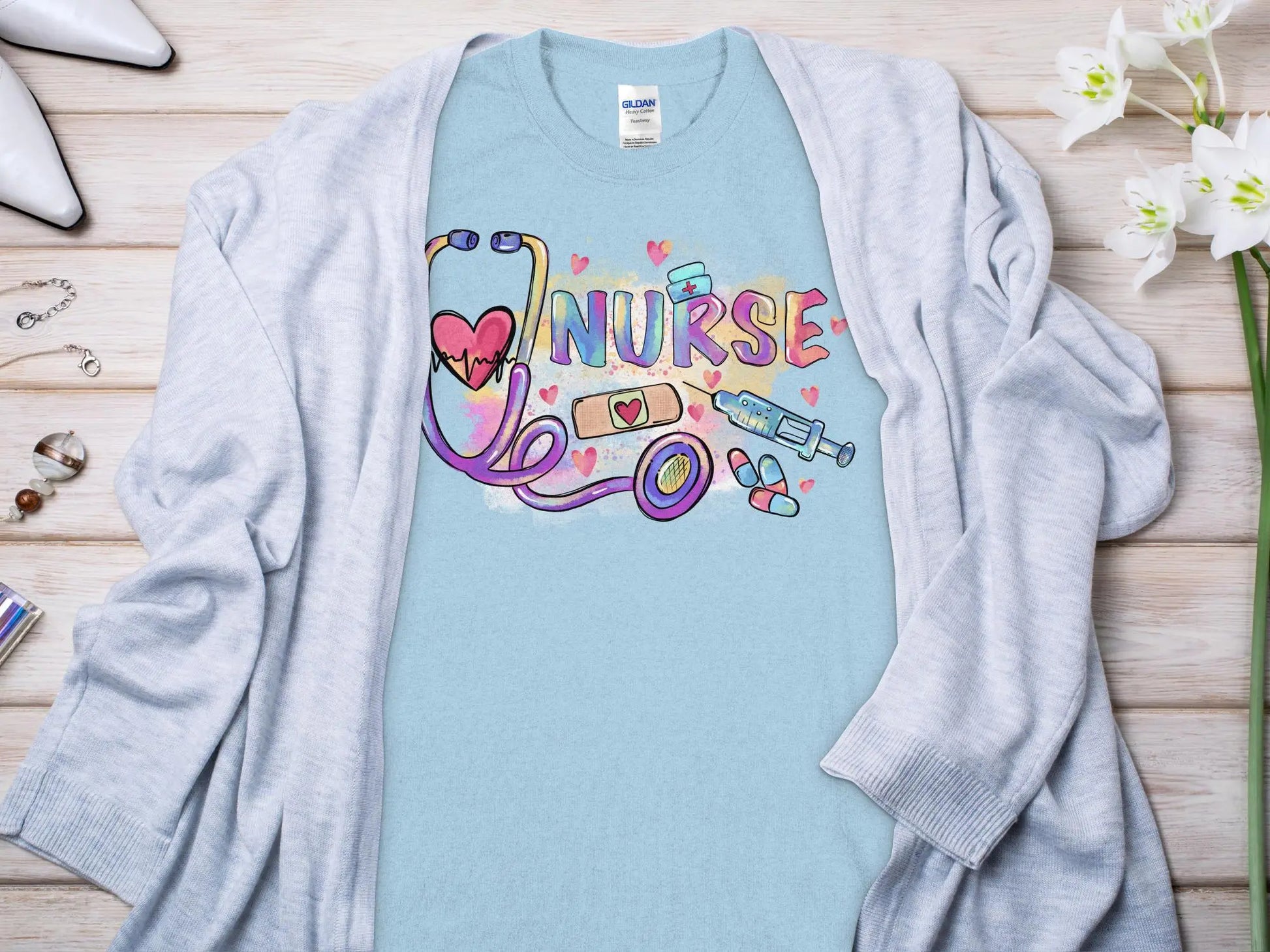 Nurse, New Future Nurse Gift Idea, Nursing School Student Grad, RN LPN, Nurse Life, Funny Nurse Quality Gildan Tee Support a Nurse - Creations Unlimited
