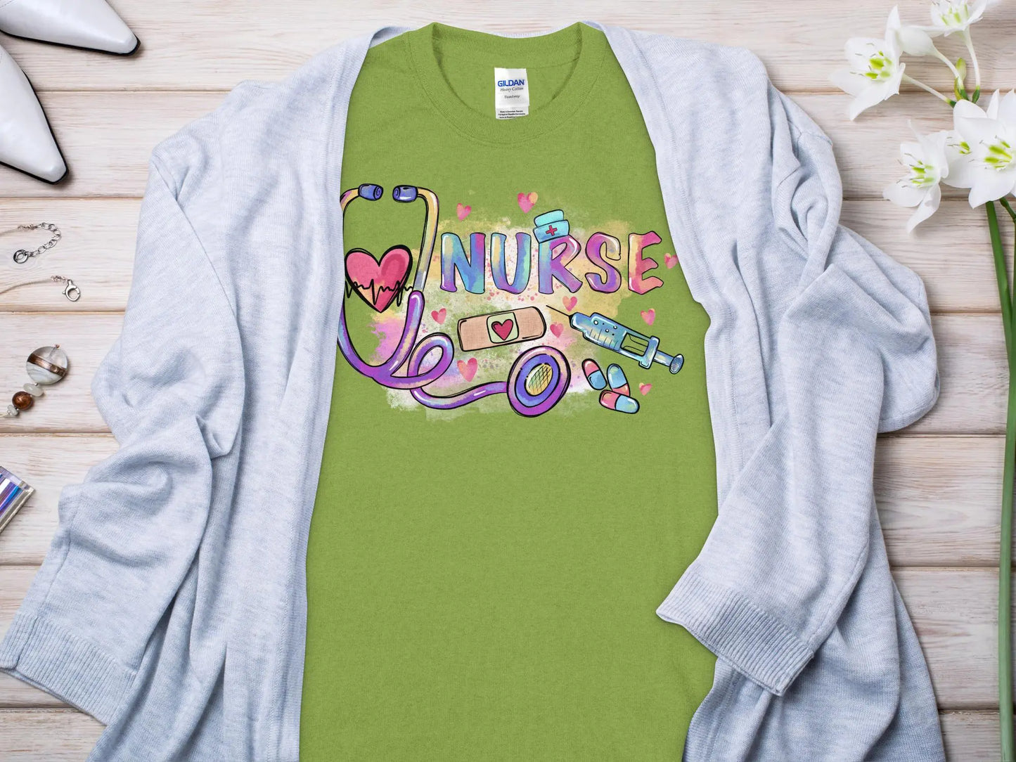 Nurse, New Future Nurse Gift Idea, Nursing School Student Grad, RN LPN, Nurse Life, Funny Nurse Quality Gildan Tee Support a Nurse - Creations Unlimited