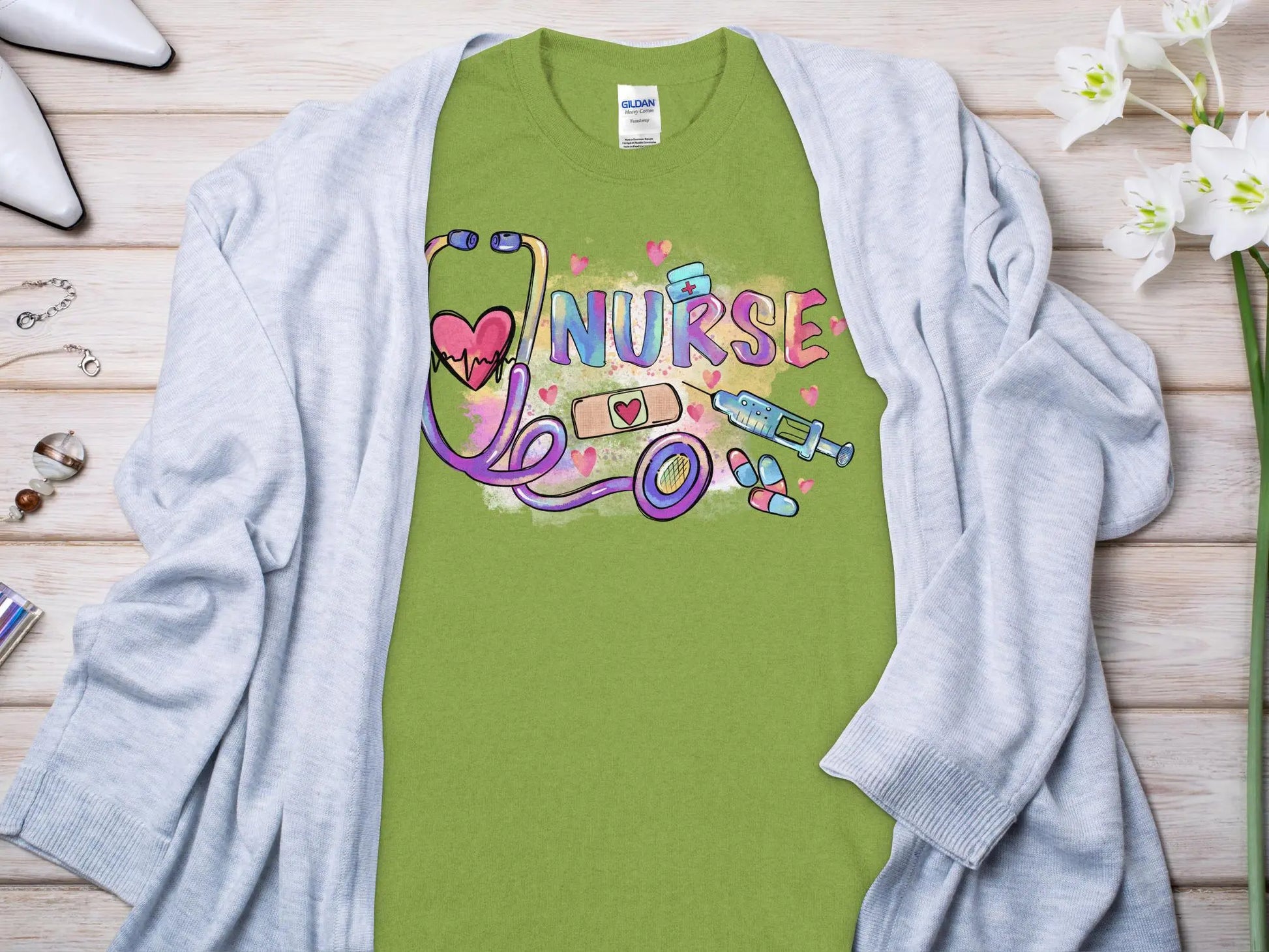 Nurse, New Future Nurse Gift Idea, Nursing School Student Grad, RN LPN, Nurse Life, Funny Nurse Quality Gildan Tee Support a Nurse - Creations Unlimited