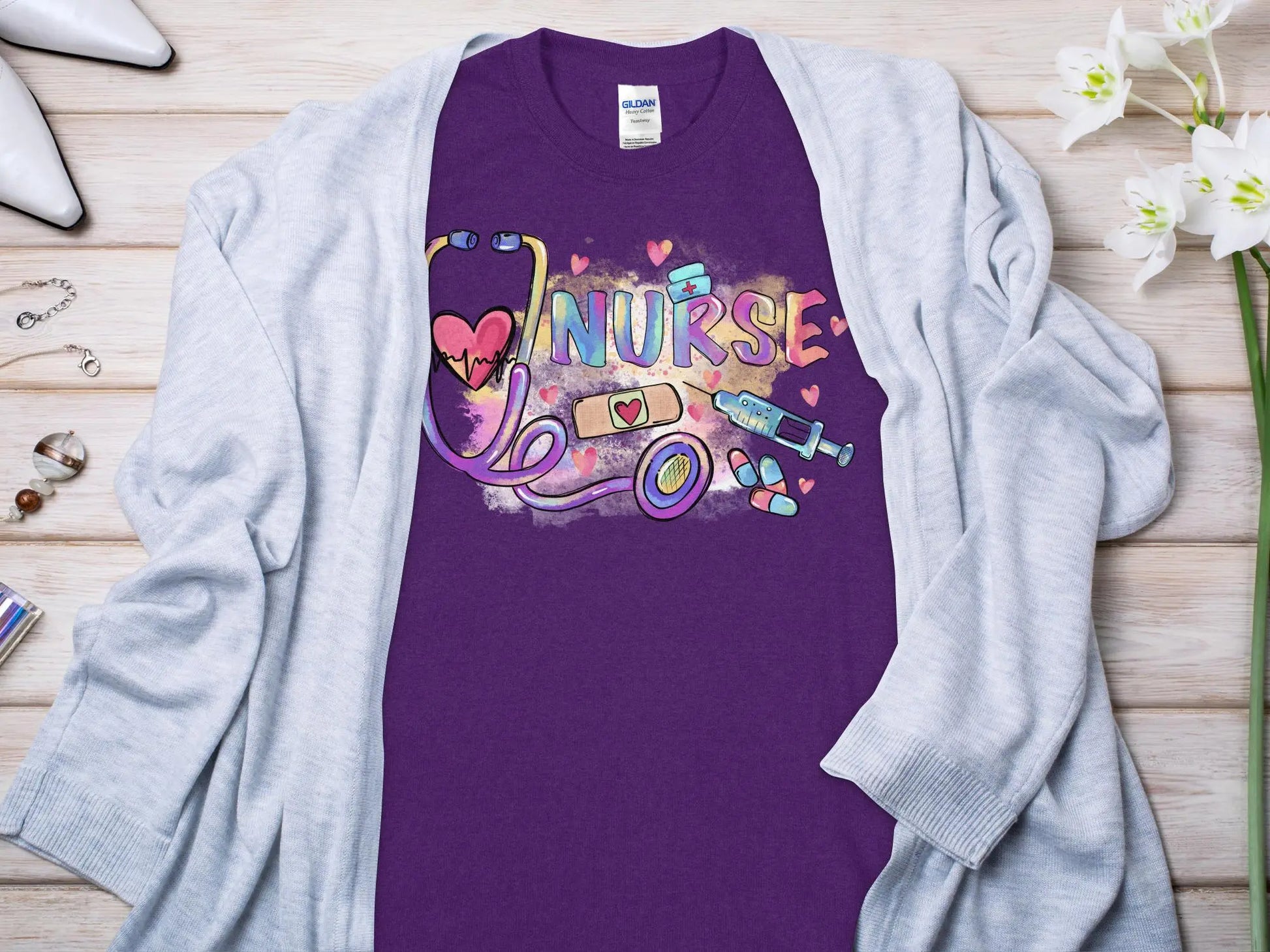 Nurse, New Future Nurse Gift Idea, Nursing School Student Grad, RN LPN, Nurse Life, Funny Nurse Quality Gildan Tee Support a Nurse - Creations Unlimited