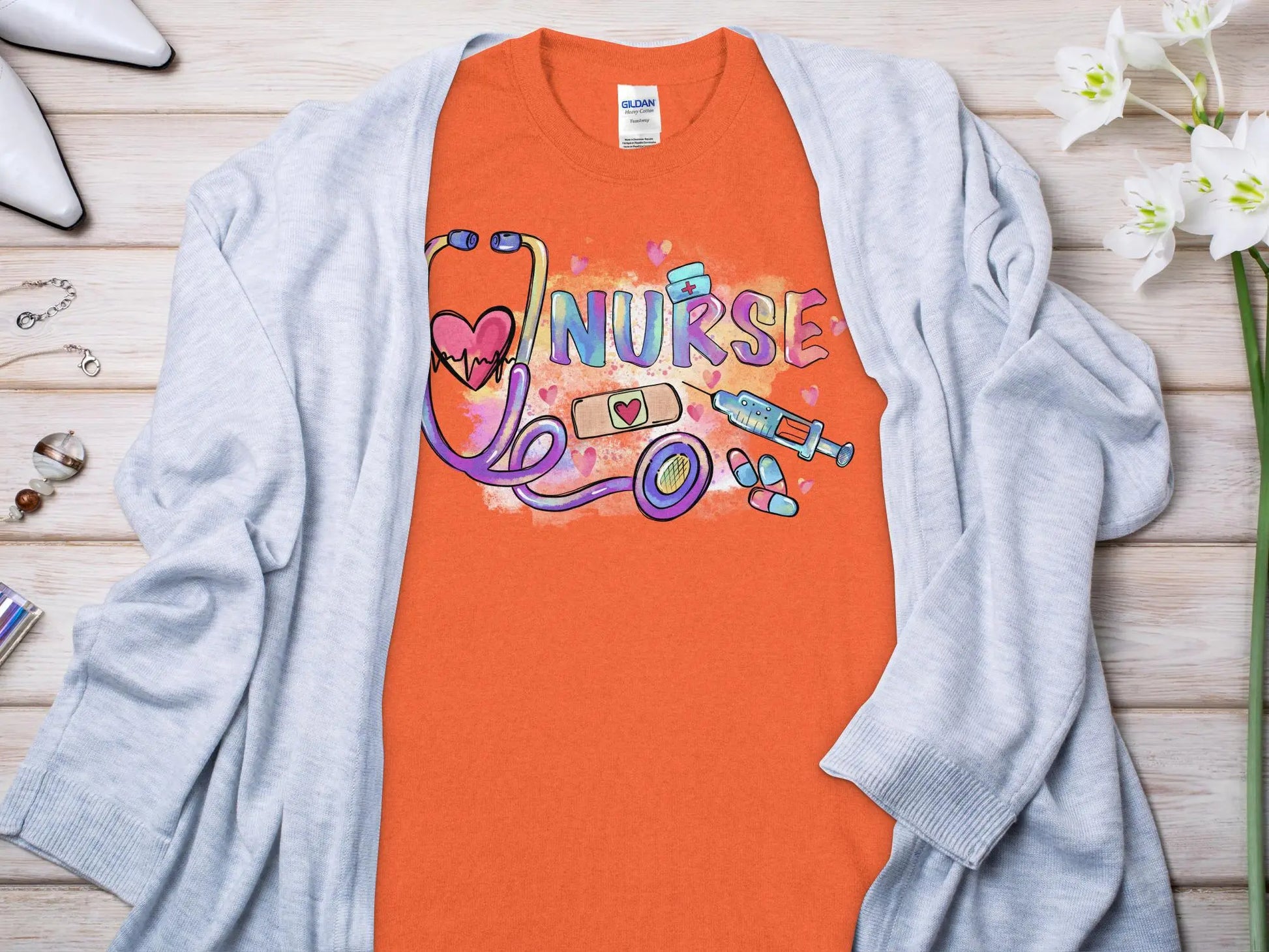 Nurse, New Future Nurse Gift Idea, Nursing School Student Grad, RN LPN, Nurse Life, Funny Nurse Quality Gildan Tee Support a Nurse - Creations Unlimited