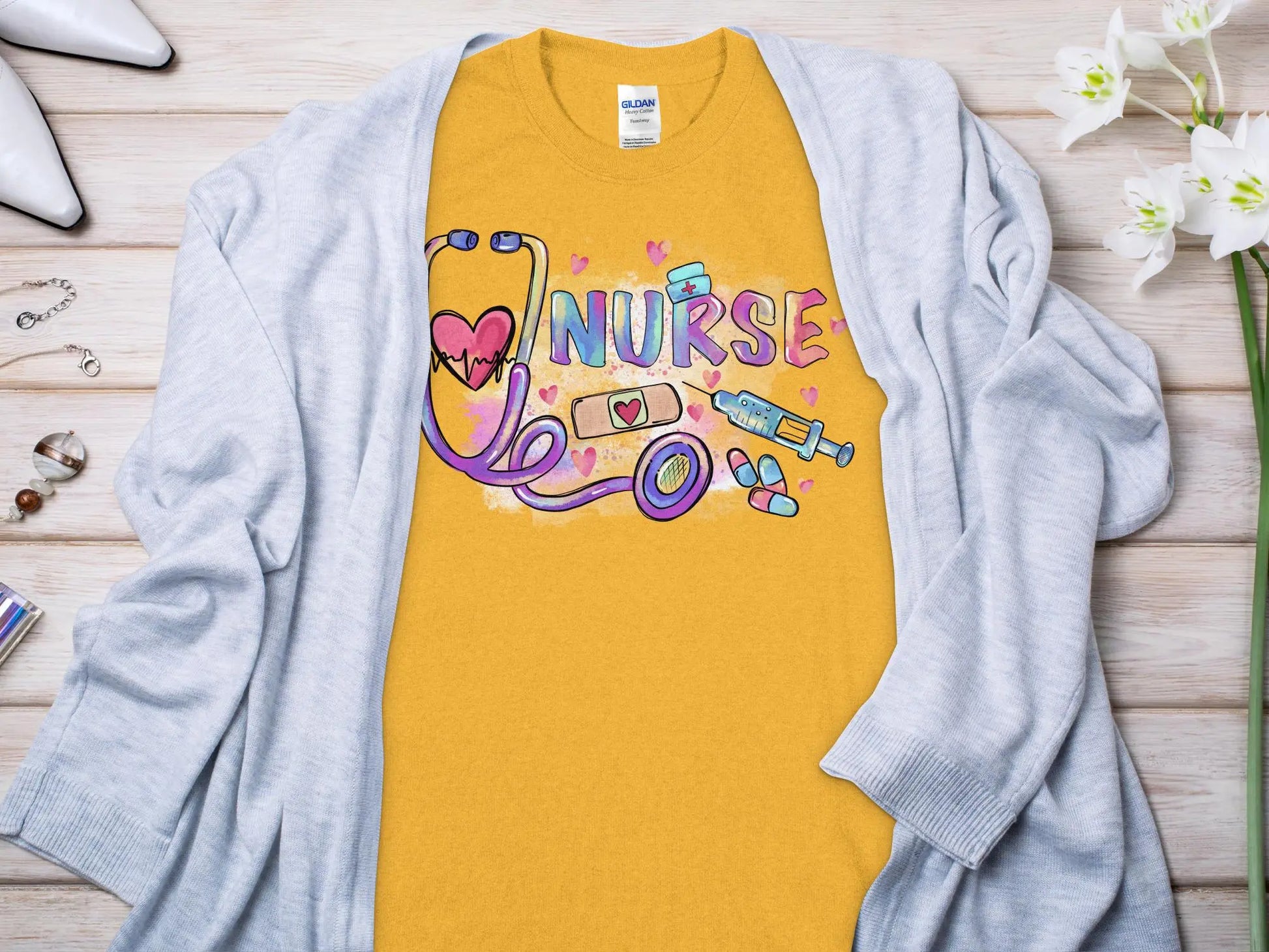 Nurse, New Future Nurse Gift Idea, Nursing School Student Grad, RN LPN, Nurse Life, Funny Nurse Quality Gildan Tee Support a Nurse - Creations Unlimited