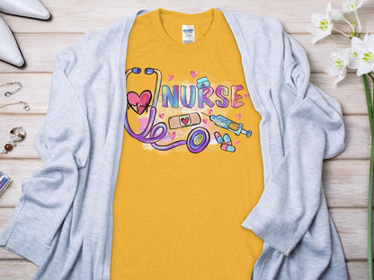 Nurse, New Future Nurse Gift Idea, Nursing School Student Grad, RN LPN, Nurse Life, Funny Nurse Quality Gildan Tee Support a Nurse - Creations Unlimited