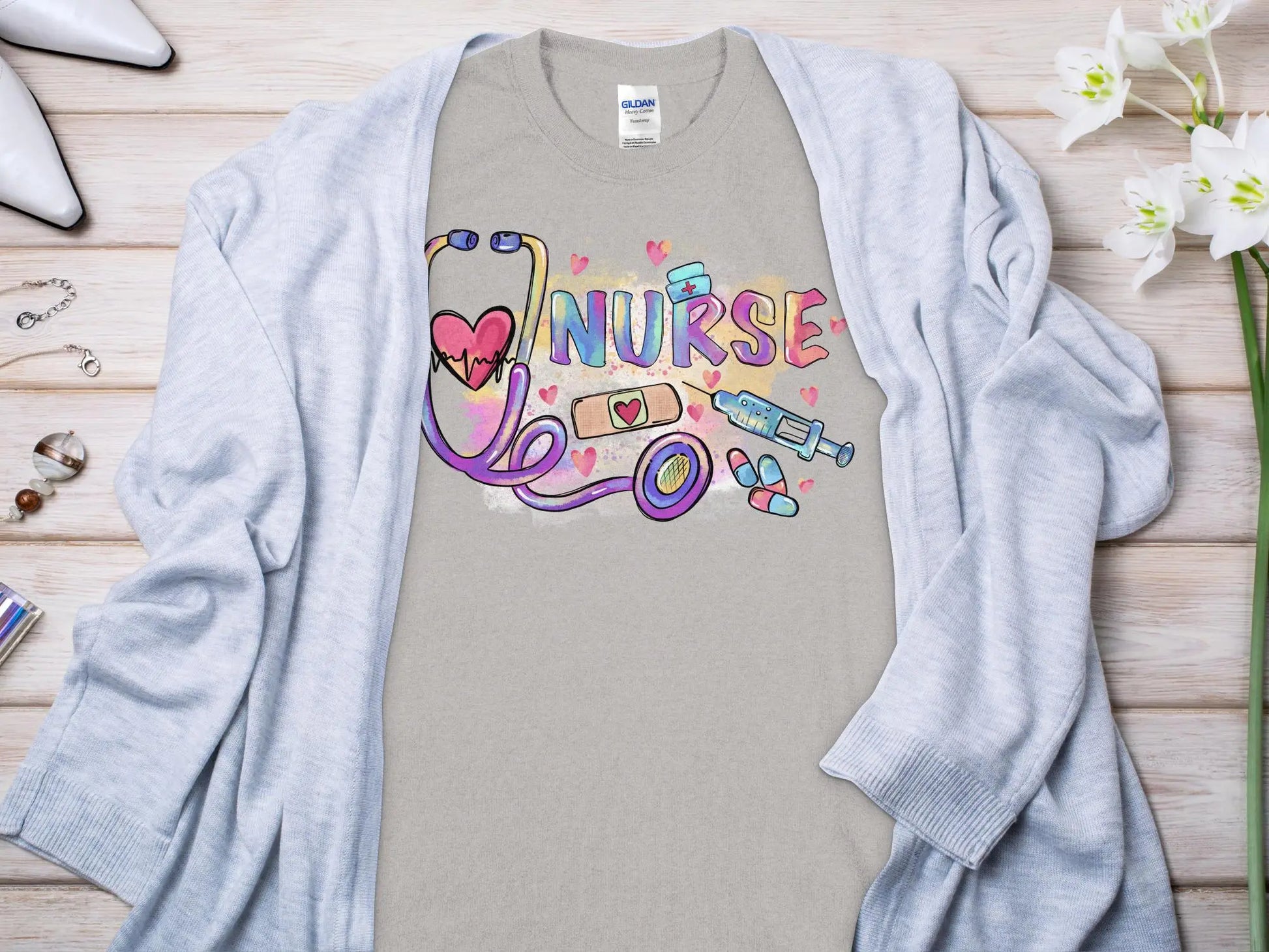 Nurse, New Future Nurse Gift Idea, Nursing School Student Grad, RN LPN, Nurse Life, Funny Nurse Quality Gildan Tee Support a Nurse - Creations Unlimited