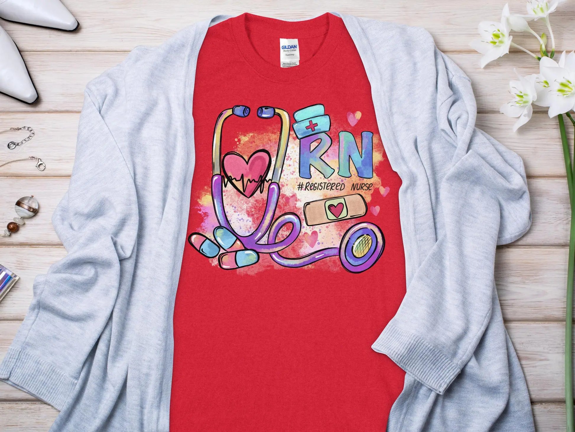 Nurse, New Future Nurse Gift Idea, Nursing School Student Grad, RN LPN, Nurse Life, Funny Nurse Quality Gildan Tee Support a Nurse - Creations Unlimited