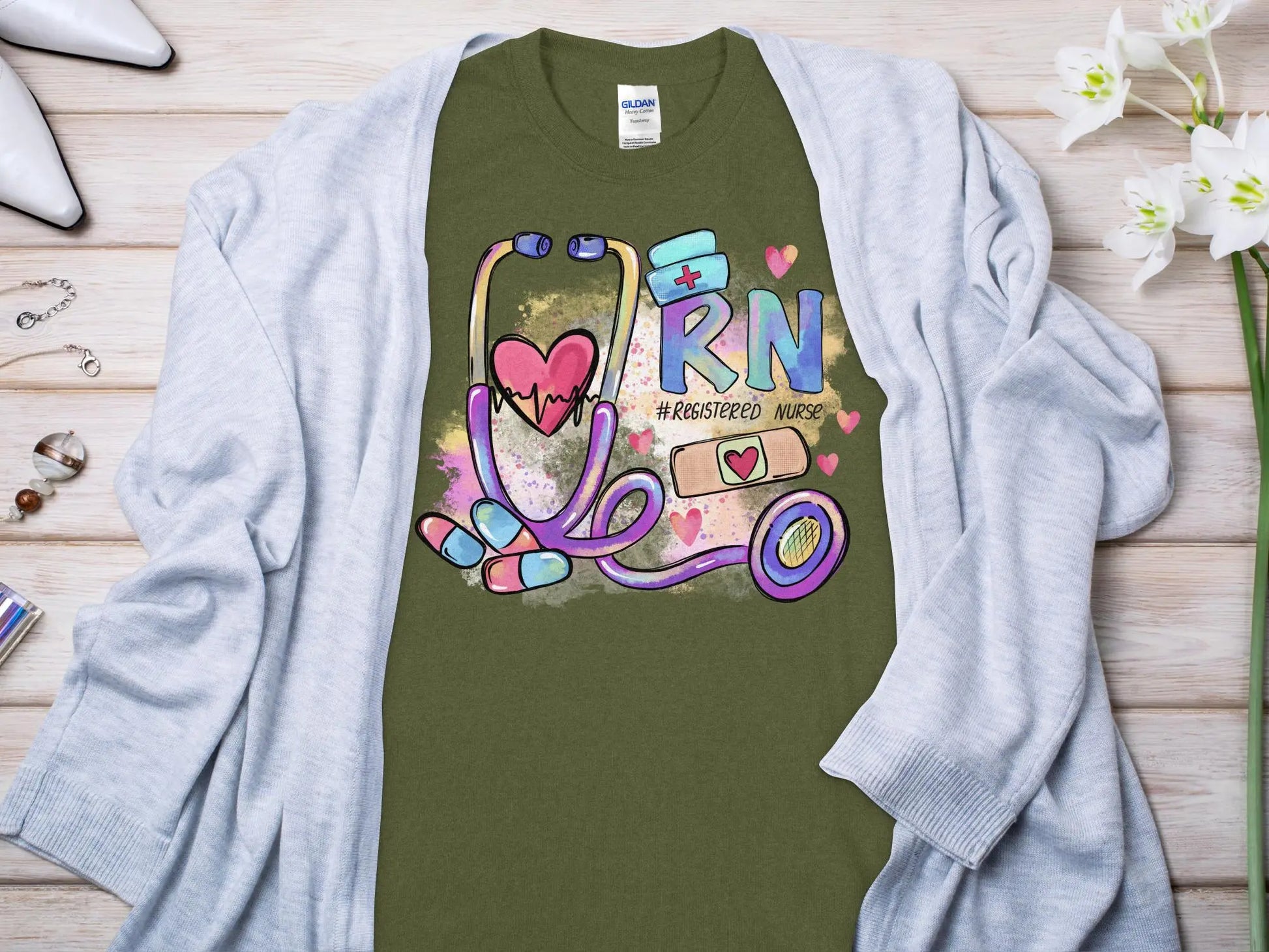 Nurse, New Future Nurse Gift Idea, Nursing School Student Grad, RN LPN, Nurse Life, Funny Nurse Quality Gildan Tee Support a Nurse - Creations Unlimited