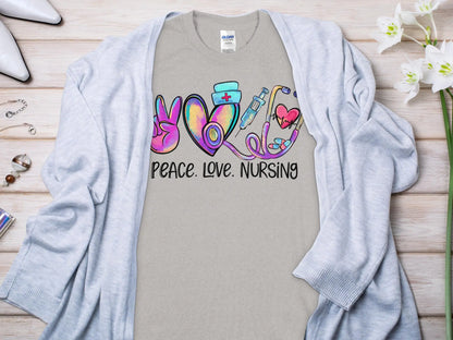 Peace Love Nurse, Future Nurse Gift Idea, Nursing School Student Grad, RN LPN, Nurse Life, Funny Nurse Quality Gildan Tee Support a Nurse - Creations Unlimited
