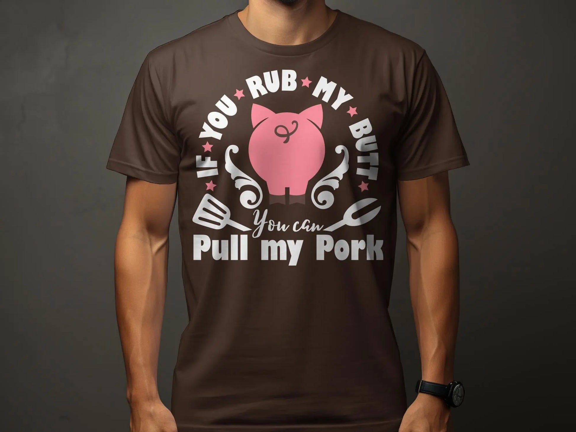 Rub My Butt high-quality BBQ outdoor cooking tee-shirt - Creations Unlimited