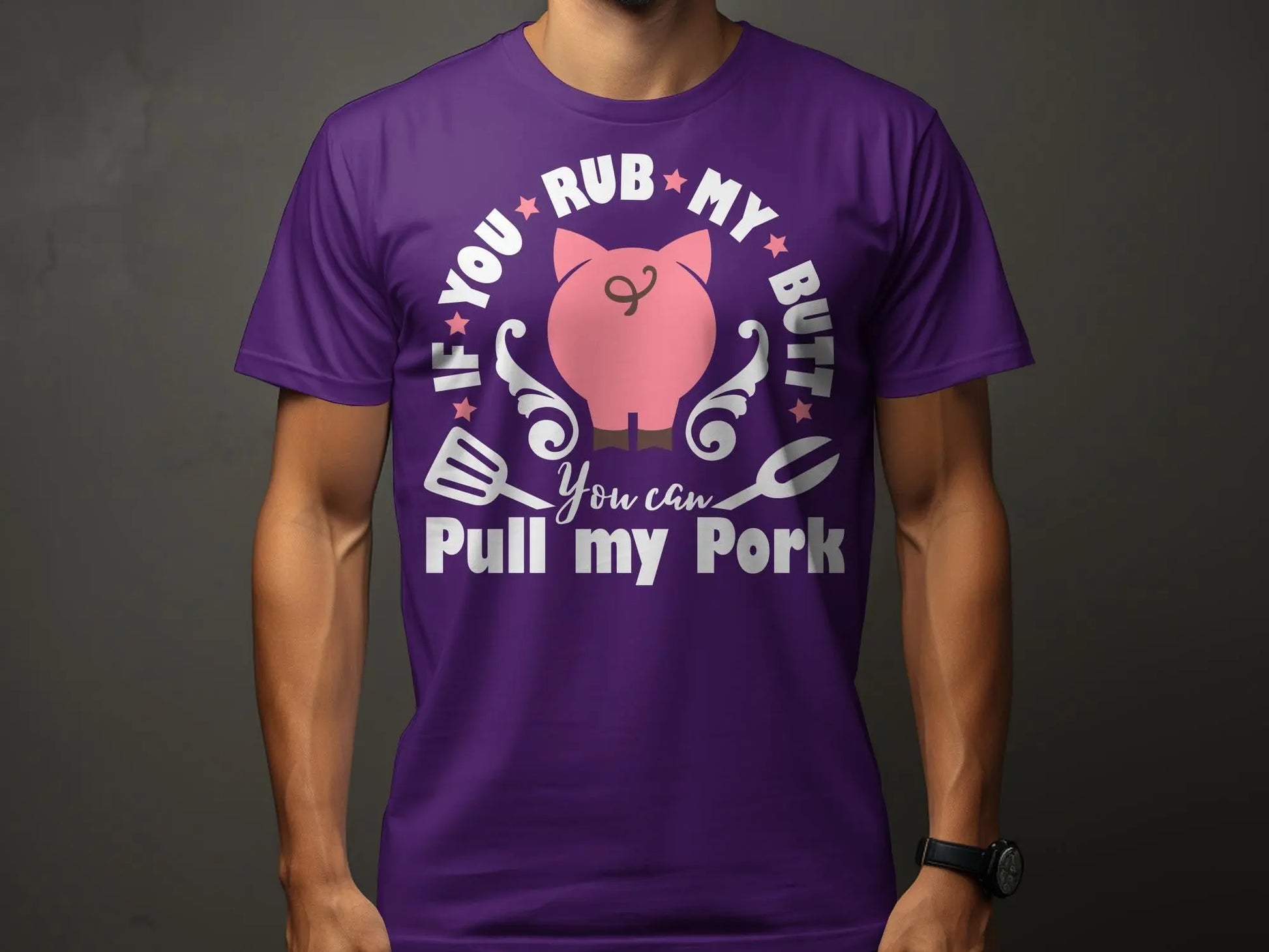 Rub My Butt high-quality BBQ outdoor cooking tee-shirt - Creations Unlimited